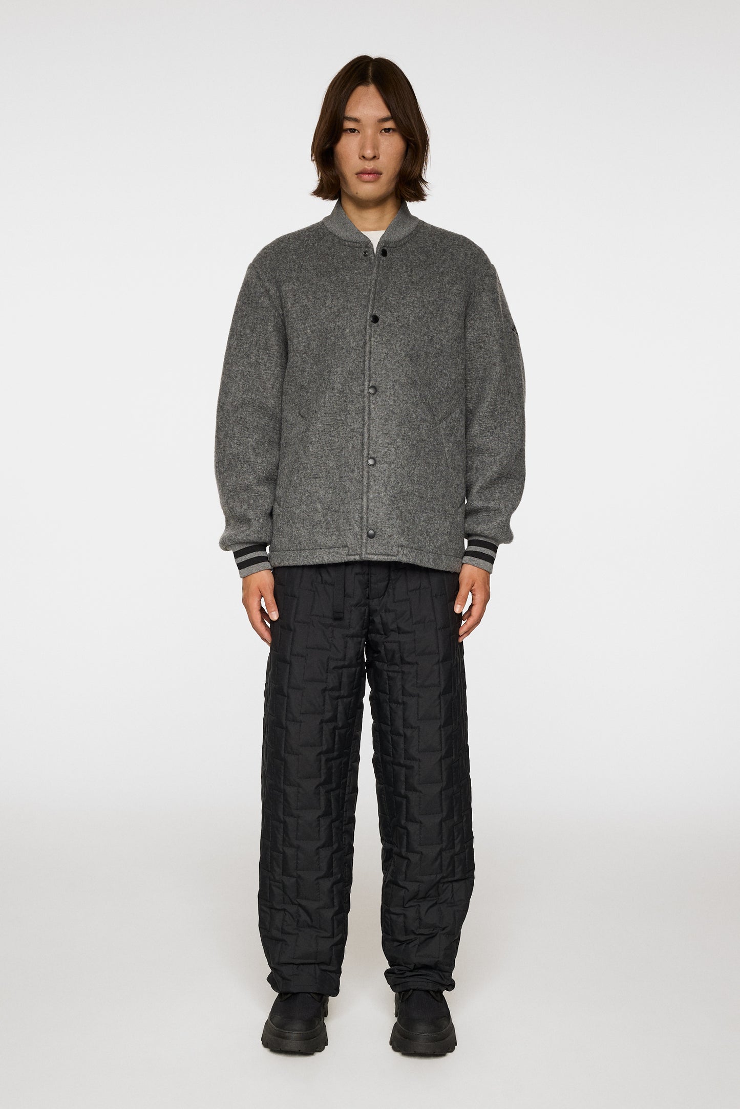 Blane Baseball wool jacket in Medium Grey Melange by J.Lindeberg