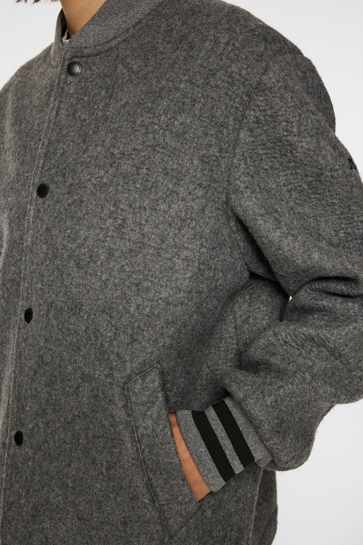 Blane Baseball wool jacket in Medium Grey Melange by J.Lindeberg