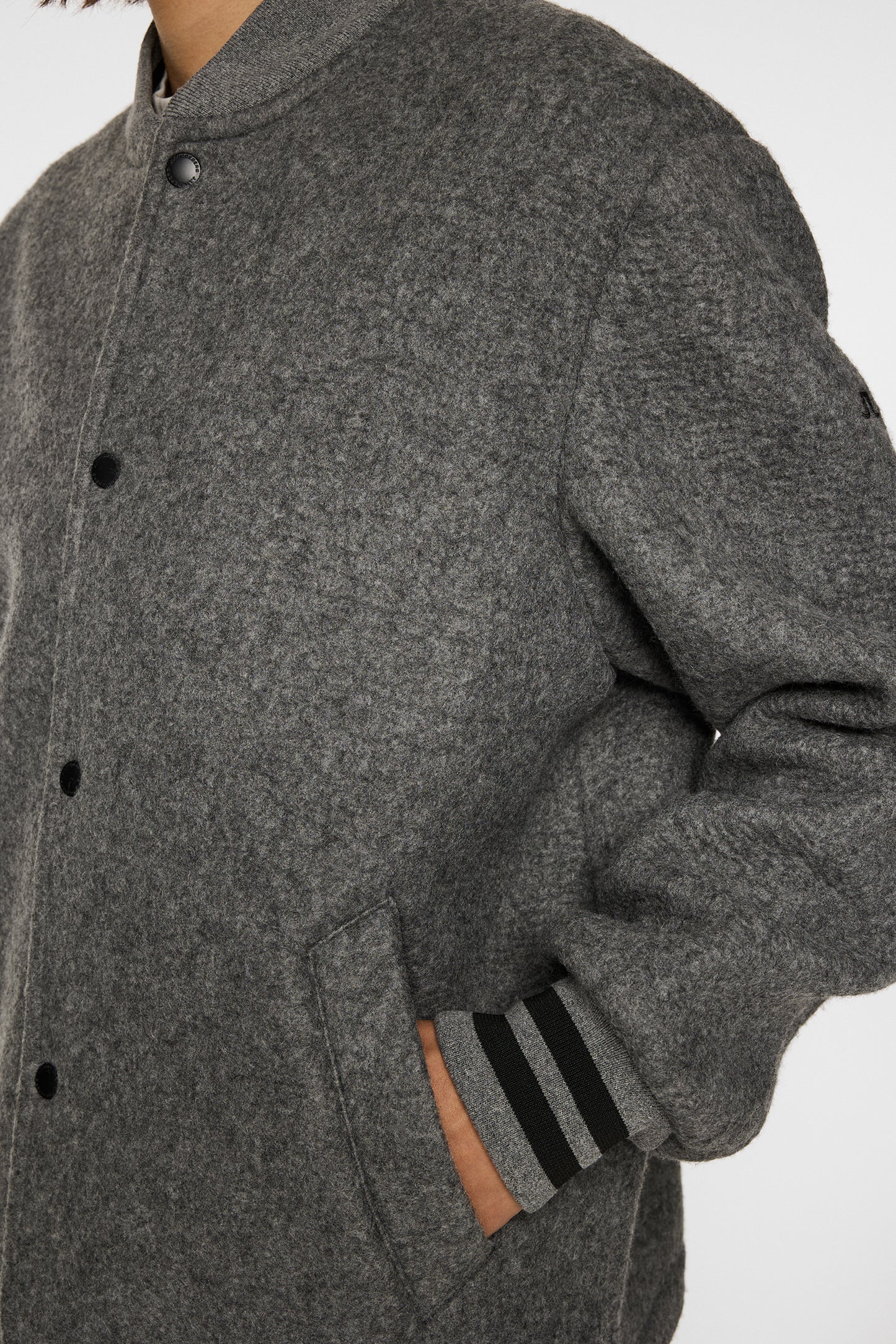 Blane Baseball wool jacket in Medium Grey Melange by J.Lindeberg