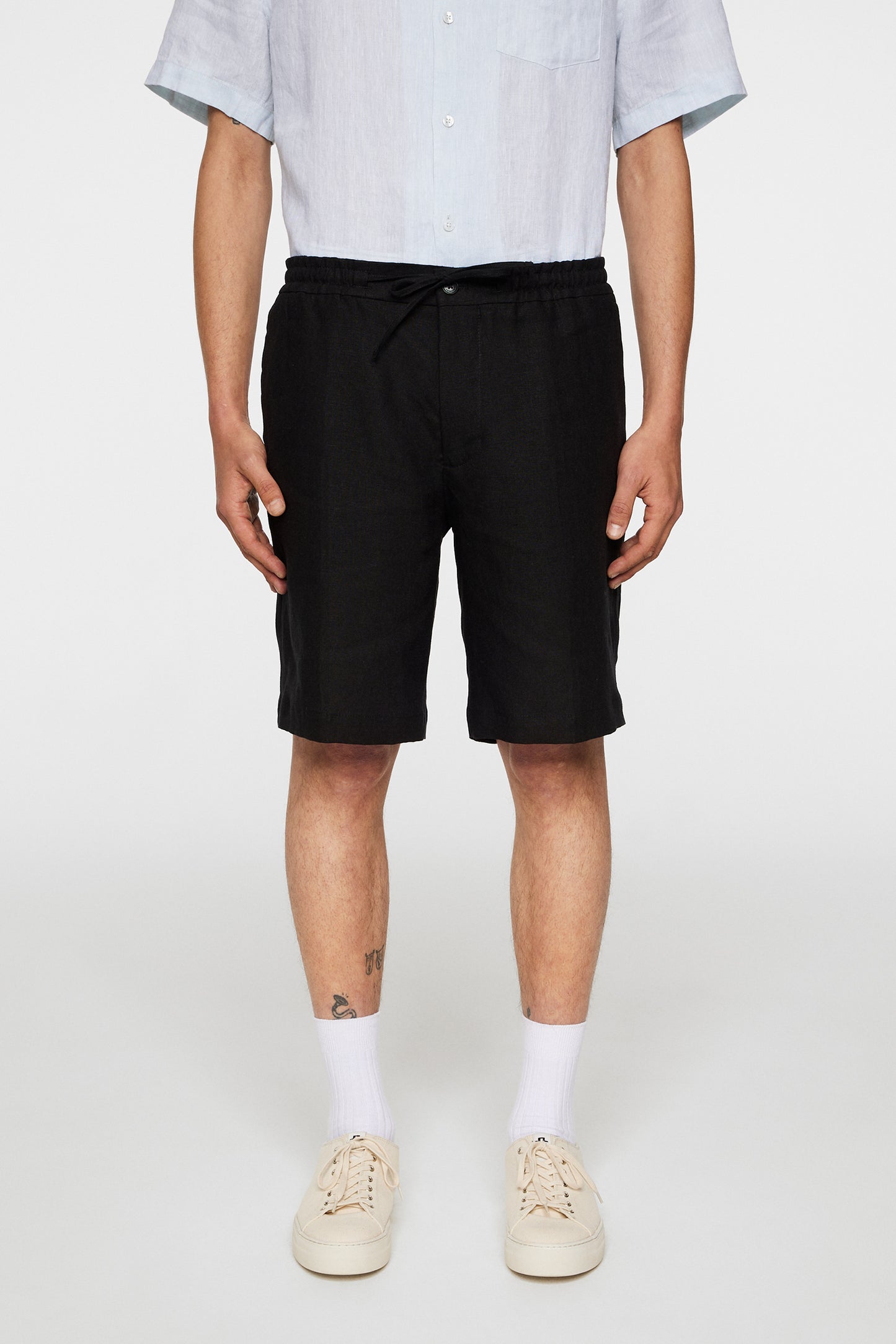 Brady Drape Linen Shorts in Black by J.Lindeberg