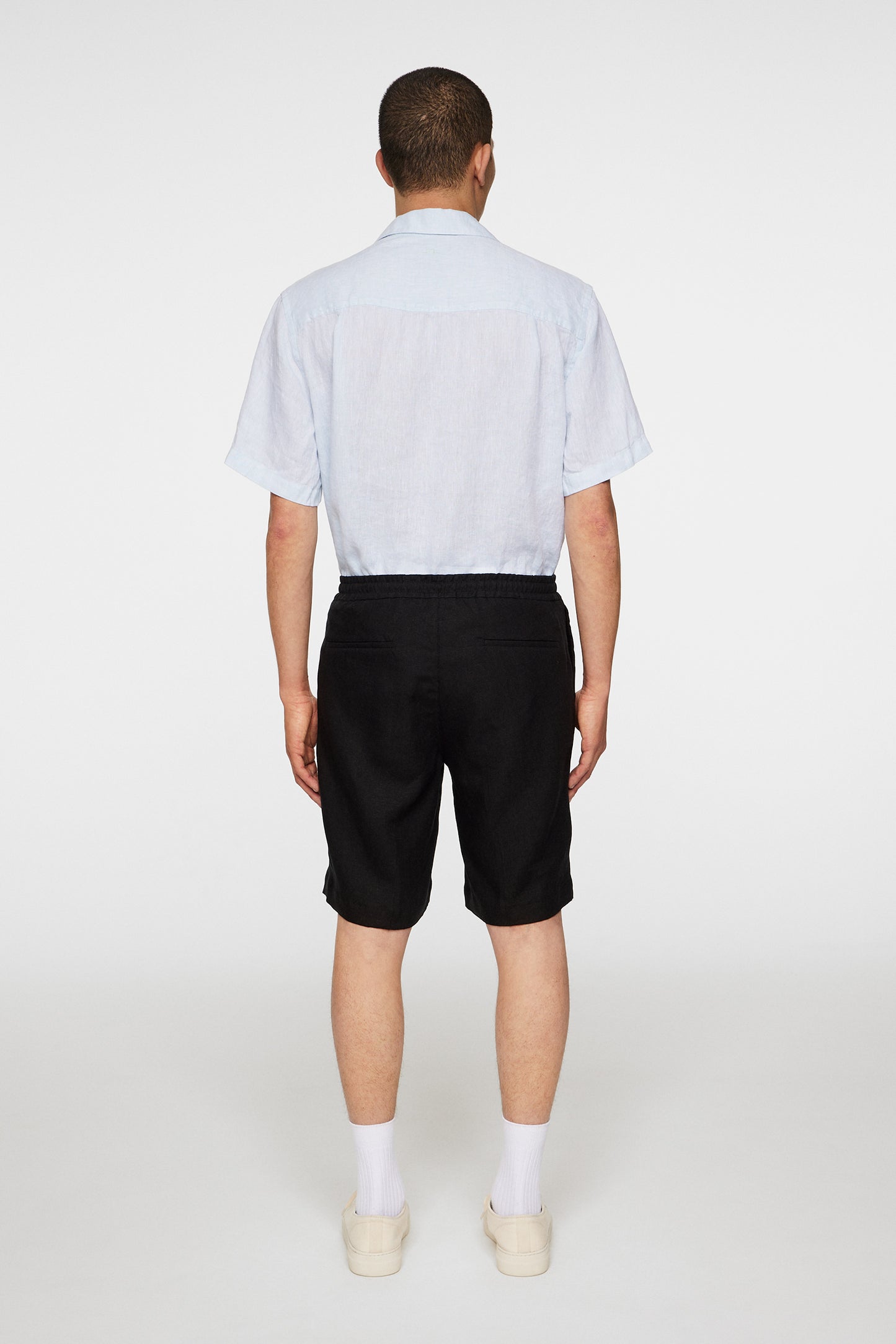 Brady Drape Linen Shorts in Black by J.Lindeberg