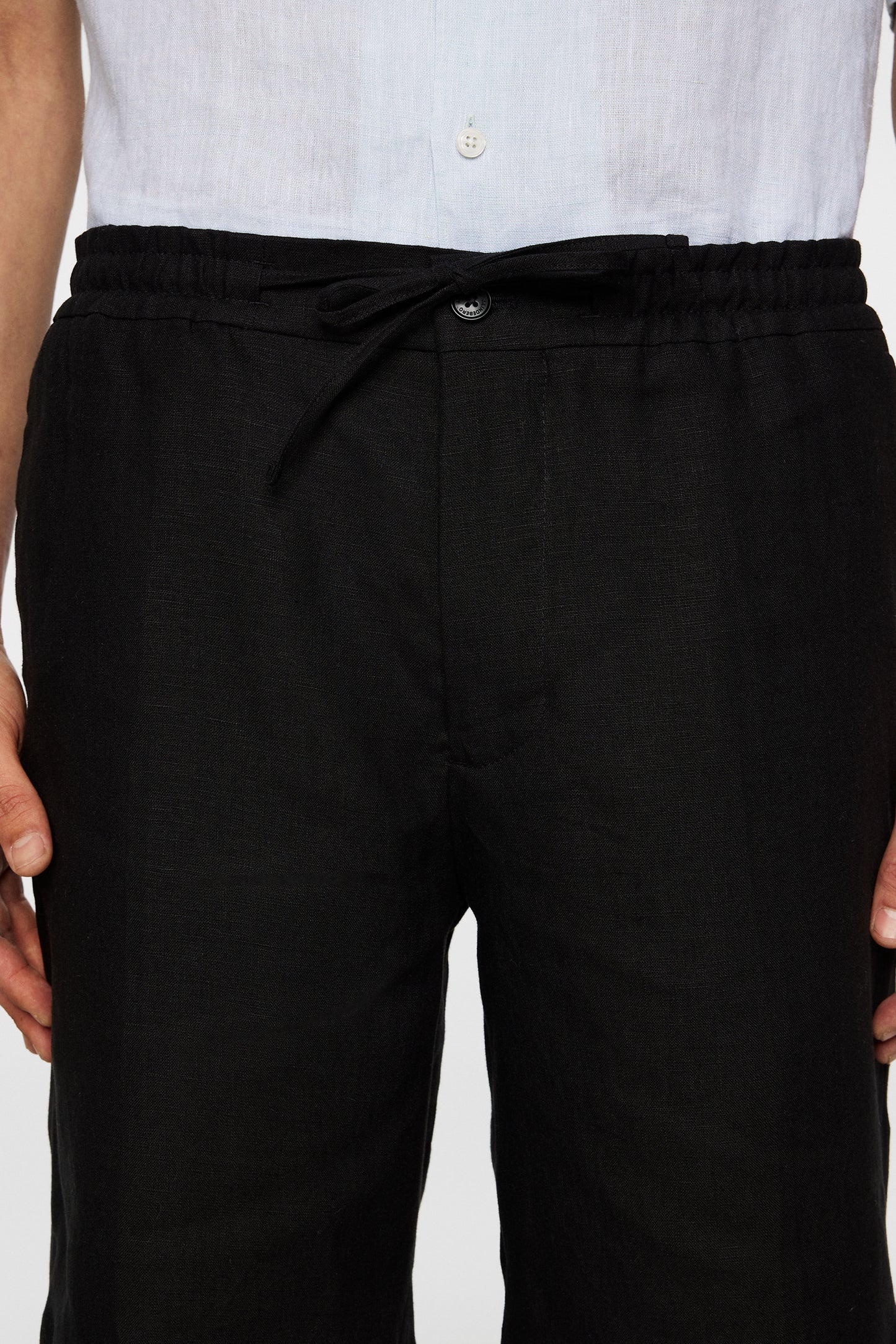 Brady Drape Linen Shorts in Black by J.Lindeberg