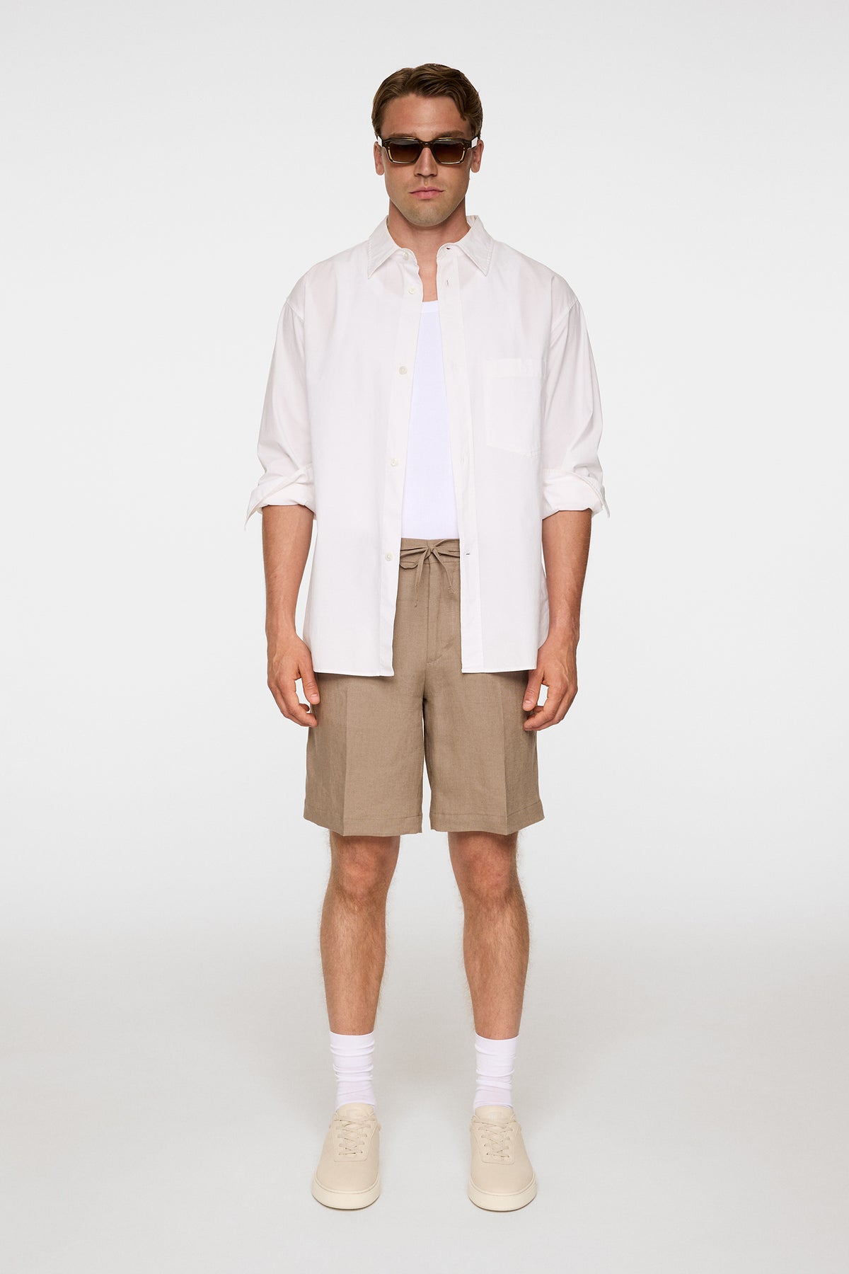 Brady Drape Linen Shorts in Sepia Tint by J.Lindeberg