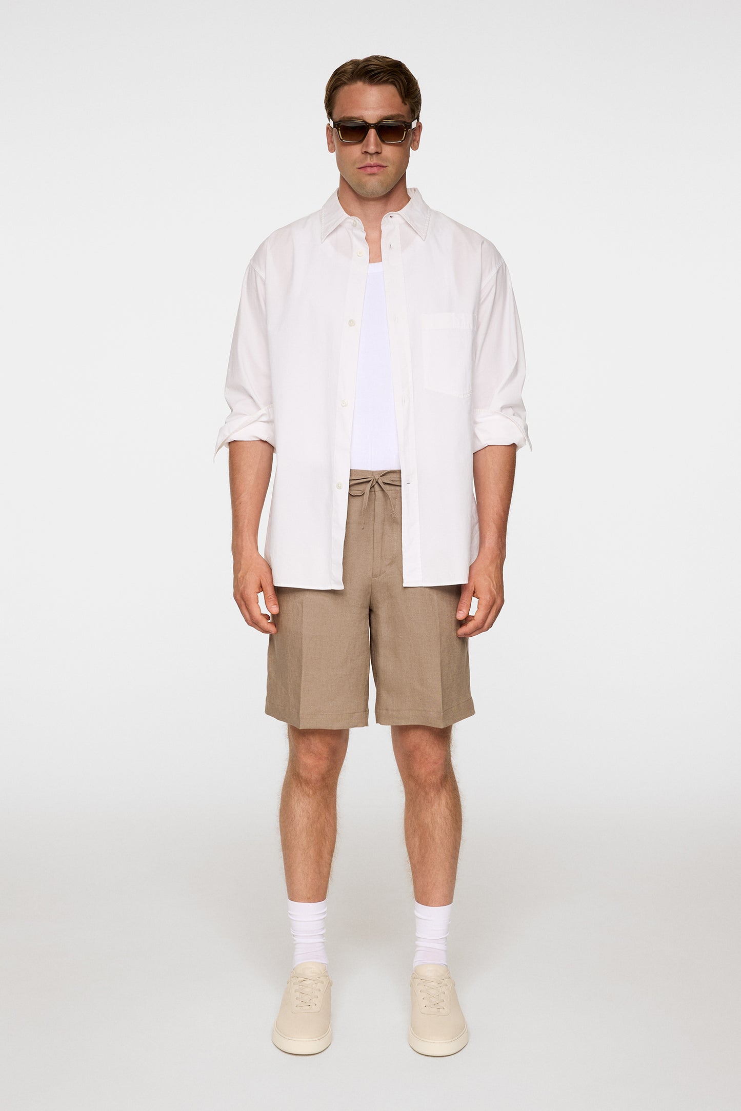 Brady Drape Linen Shorts in Sepia Tint by J.Lindeberg