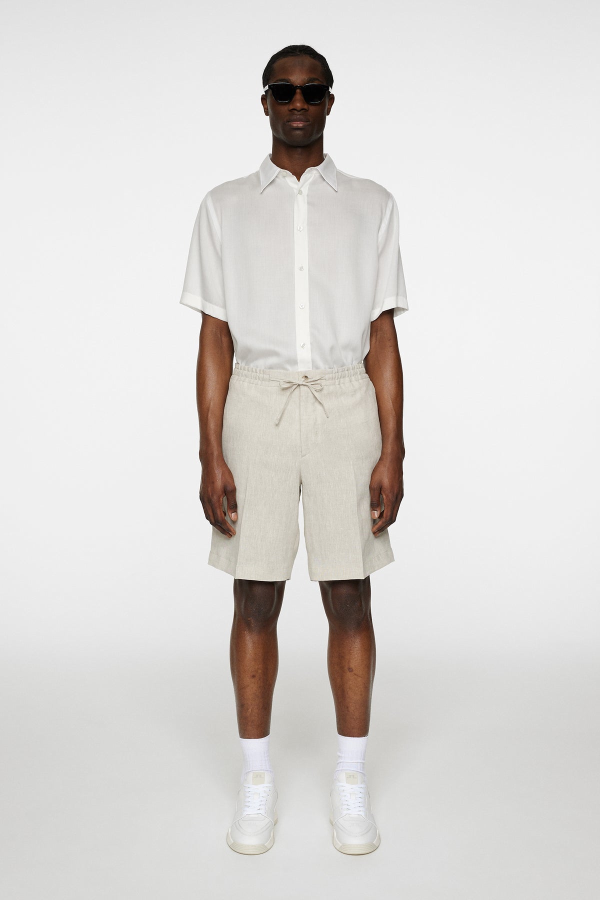 Brady Drape Linen Shorts in Moonbeam by J.Lindeberg