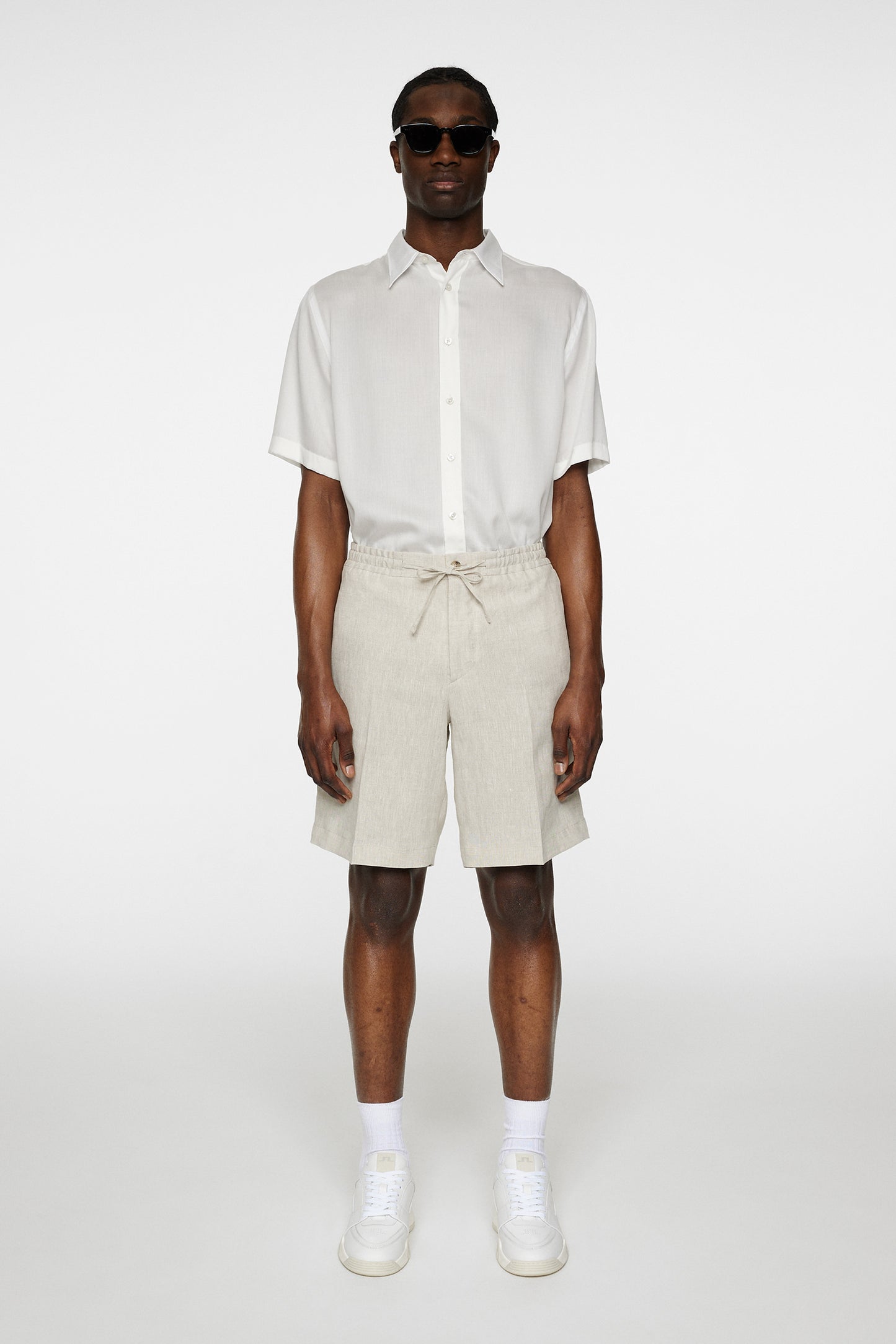 Brady Drape Linen Shorts in Moonbeam by J.Lindeberg