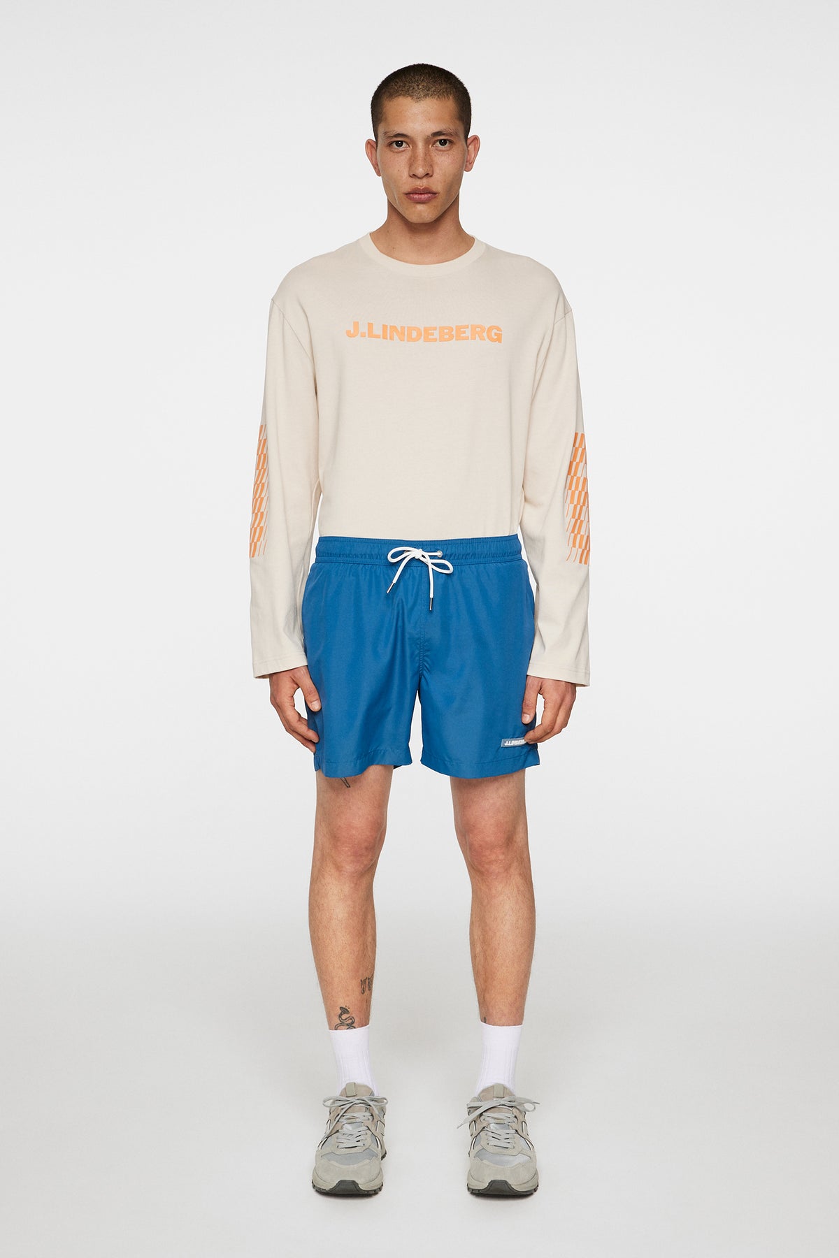 Banks Solid Swim Trunks in Dark Blue by J.Lindeberg