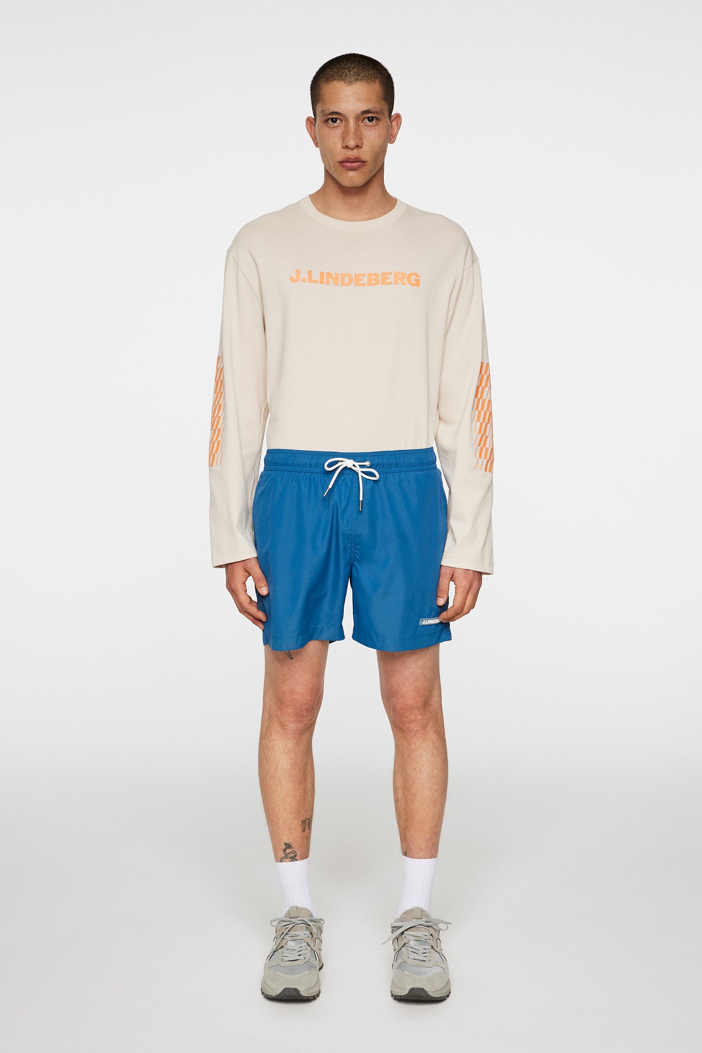 Banks Solid Swim Trunks in Dark Blue by J.Lindeberg