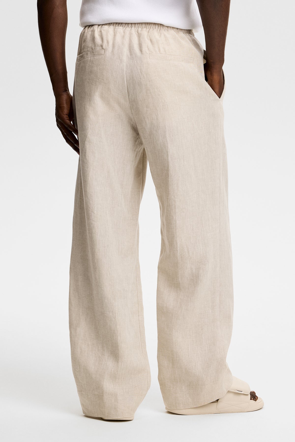Noah Drape Linen Pants in Moonbeam by J.Lindeberg