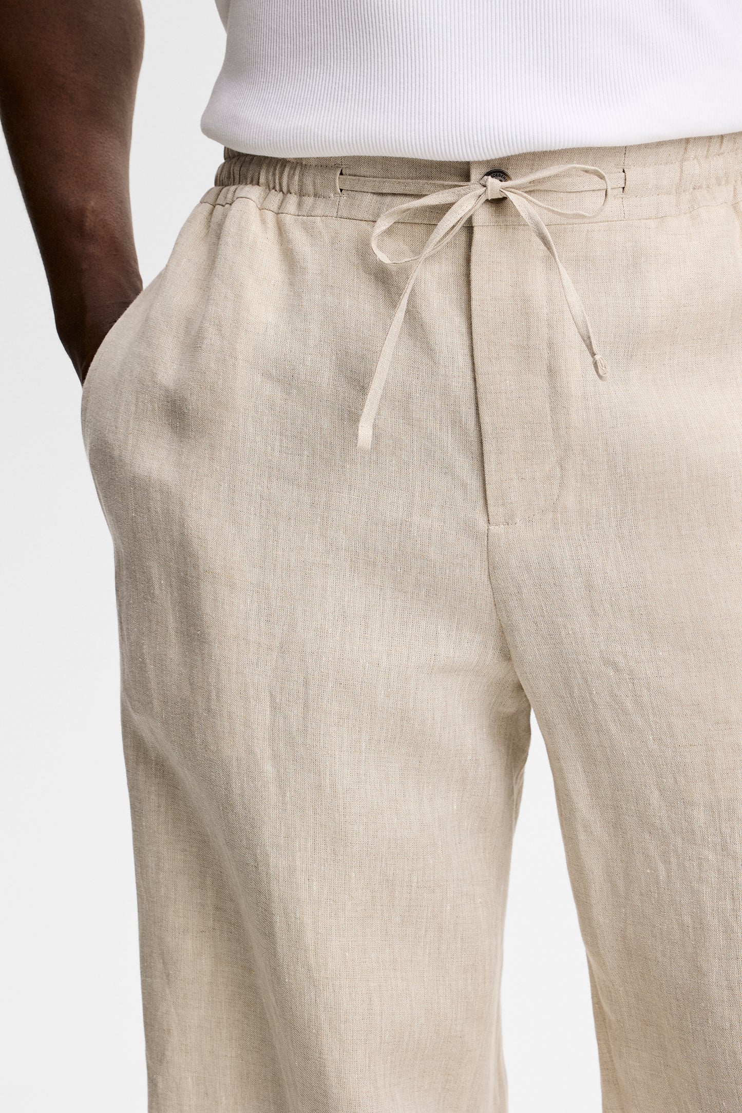 Noah Drape Linen Pants in Moonbeam by J.Lindeberg