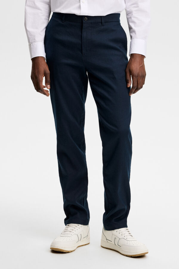 Logan Stretch Linen Pants / JL Navy