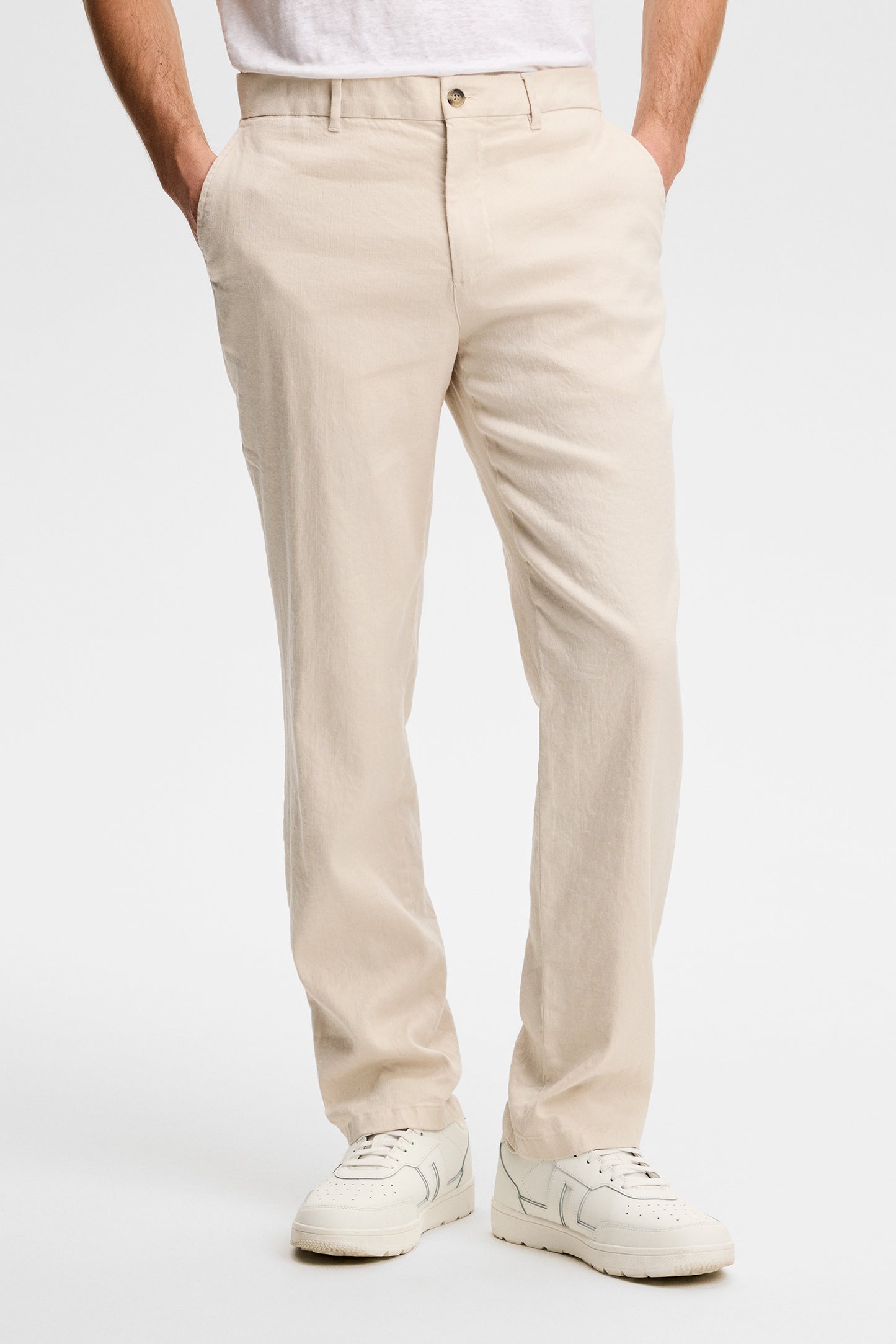 Logan Stretch Linen Pants in Moonbeam by J.Lindeberg