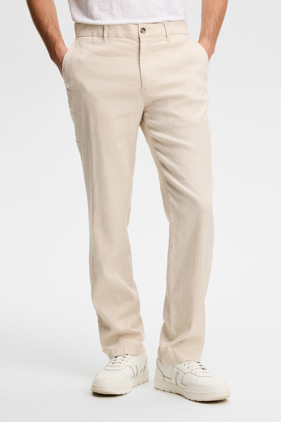 Logan Stretch Linen Pants / Moonbeam