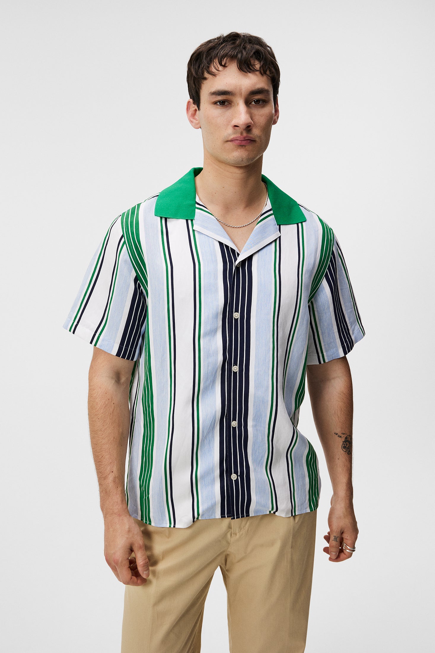 Skala Knit Collar Stripe Shirt