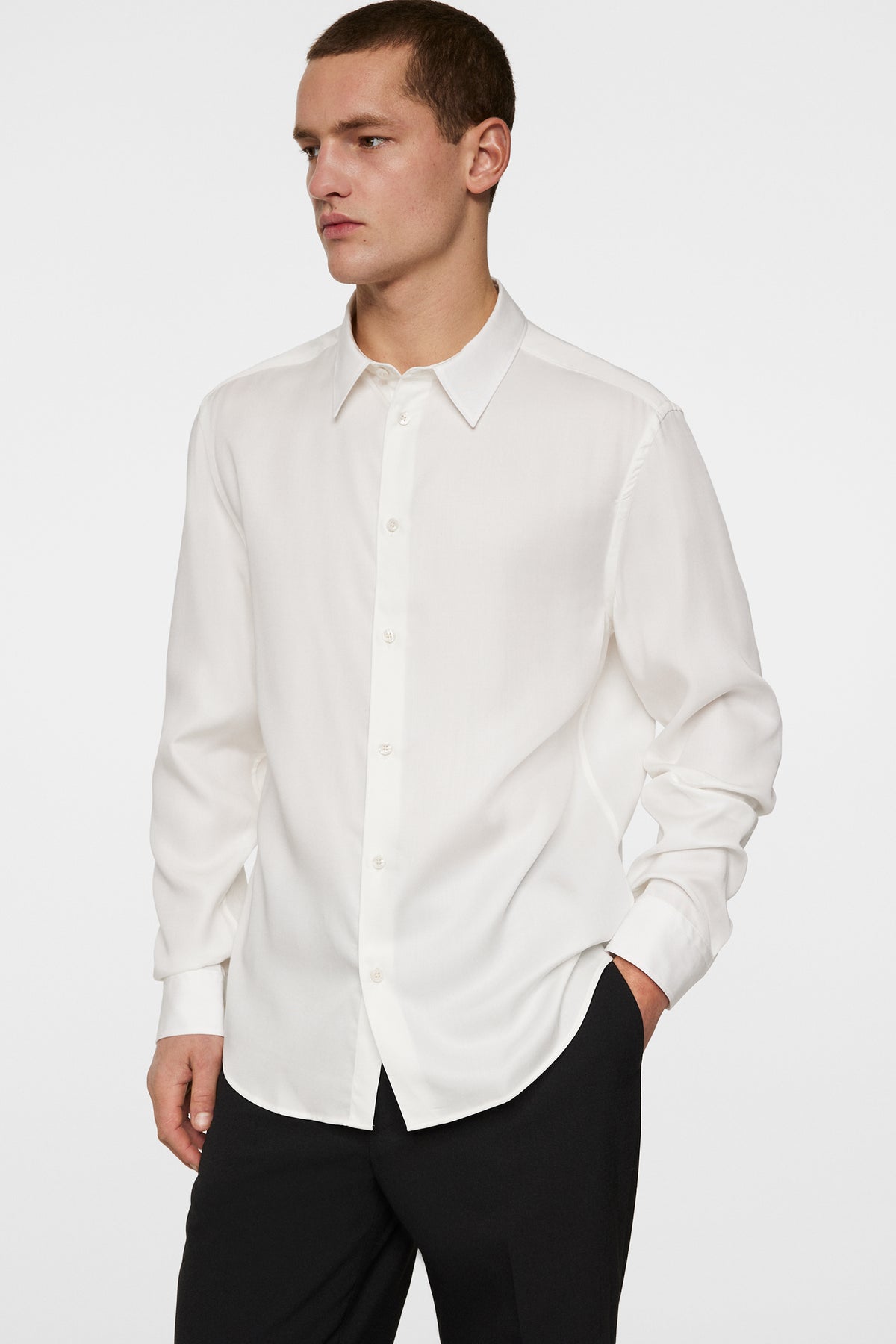 Slim LS Comfort Tencel Shirt in Cloud White by J.Lindeberg