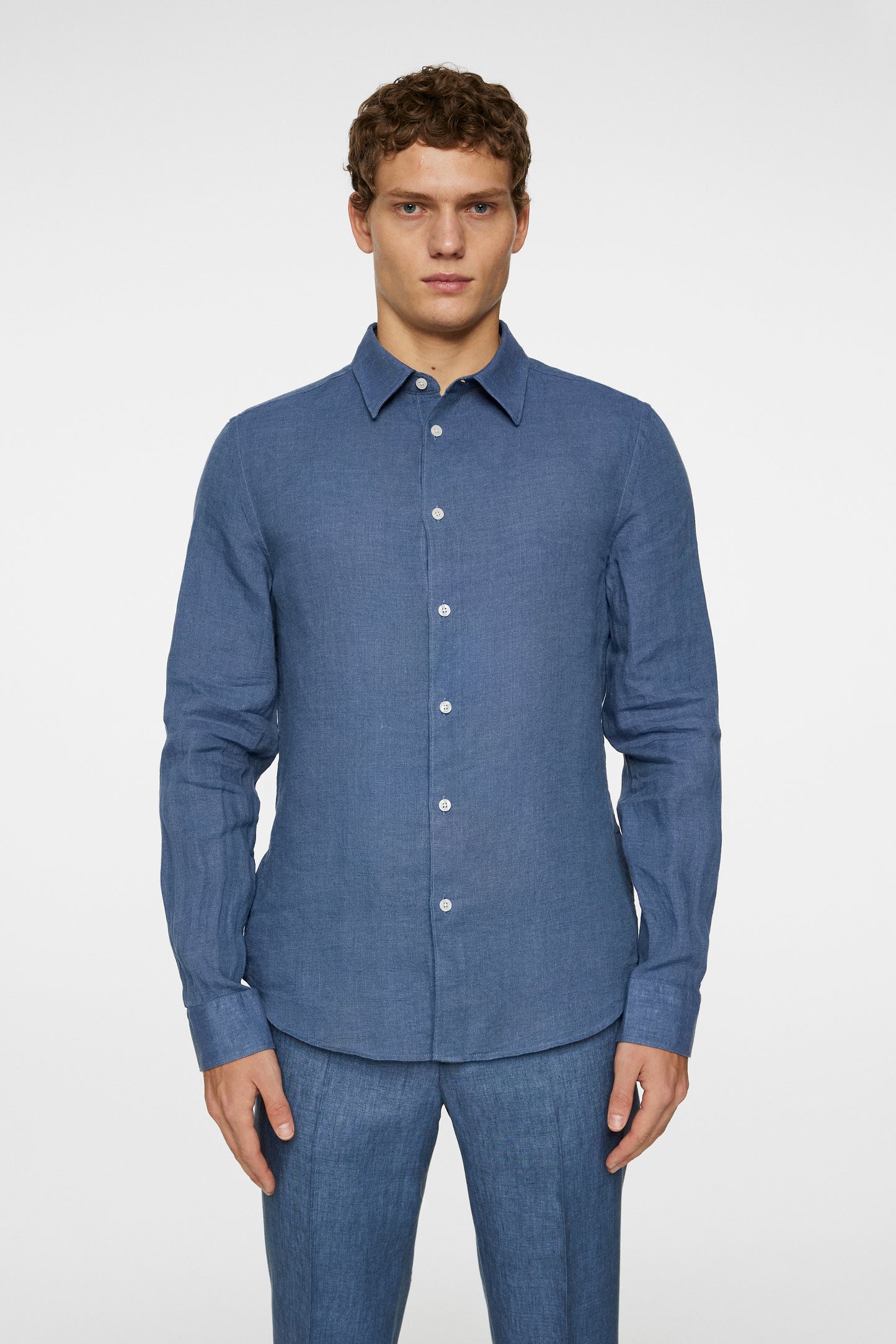 Slim LS Linen Melange Shirt in Rain Washed by J.Lindeberg