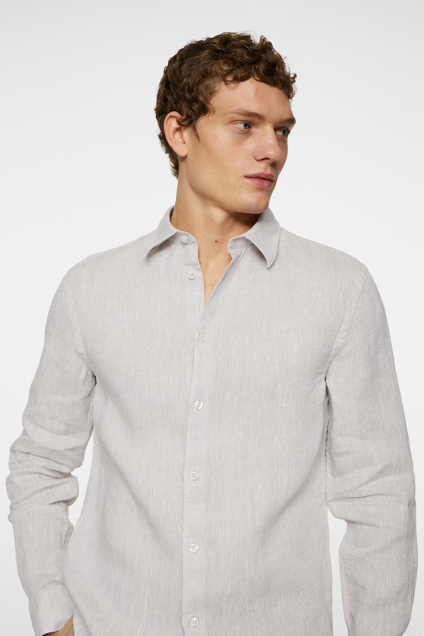Slim LS Linen Melange Shirt in Moonbeam by J.Lindeberg