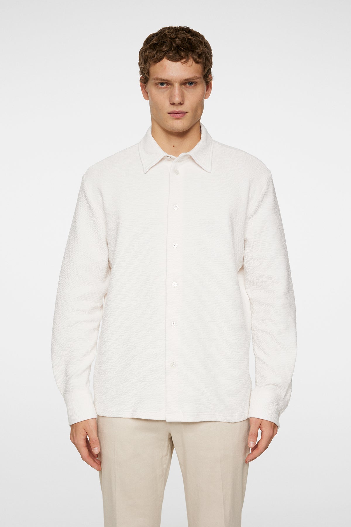 Reg LS Crinkle Jersey Shirt in Cloud White by J.Lindeberg