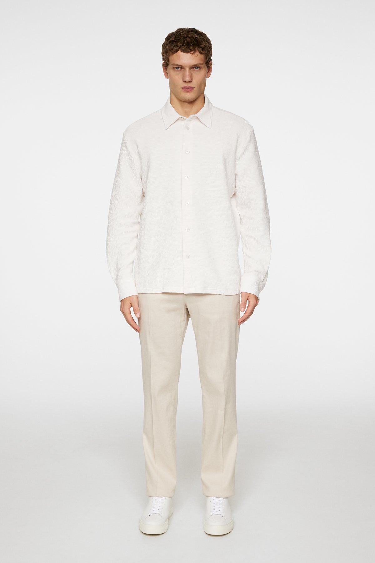 Reg LS Crinkle Jersey Shirt in Cloud White by J.Lindeberg
