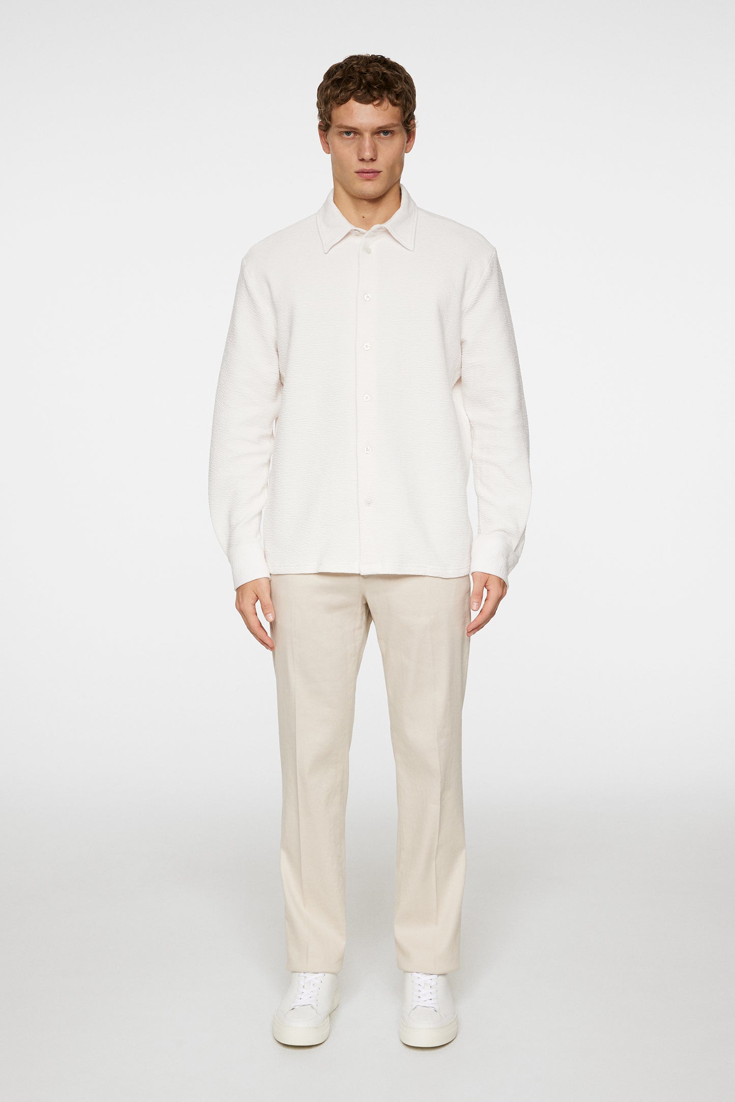 Reg LS Crinkle Jersey Shirt in Cloud White by J.Lindeberg