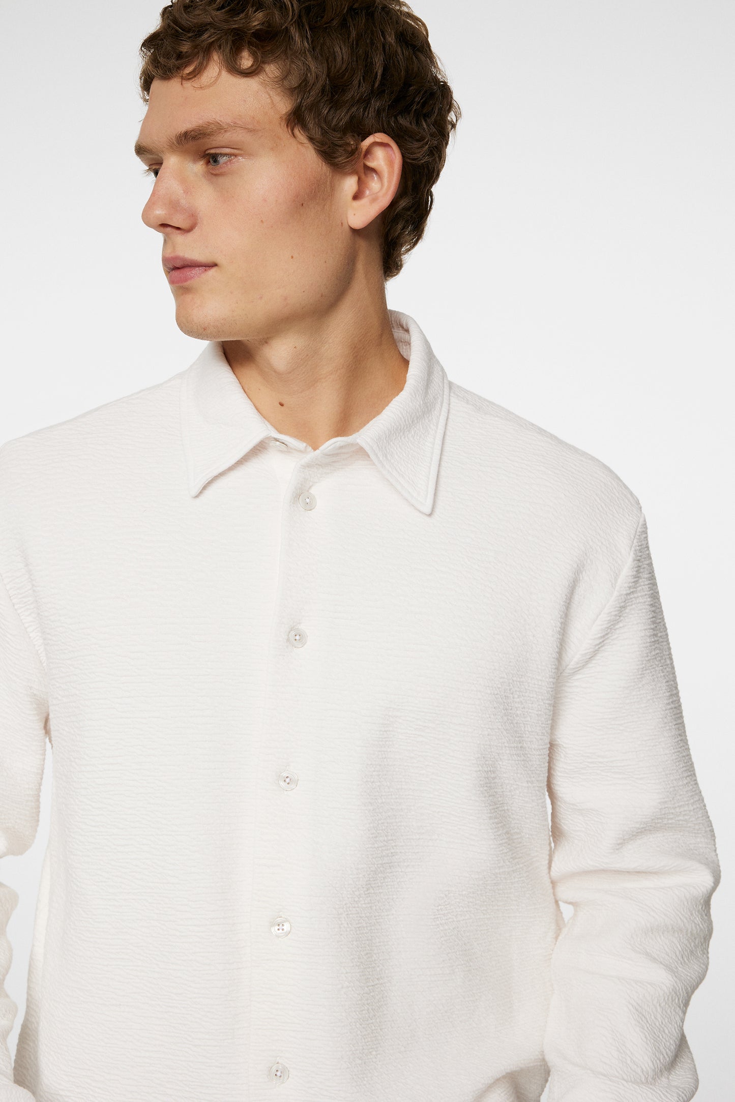 Reg LS Crinkle Jersey Shirt in Cloud White by J.Lindeberg