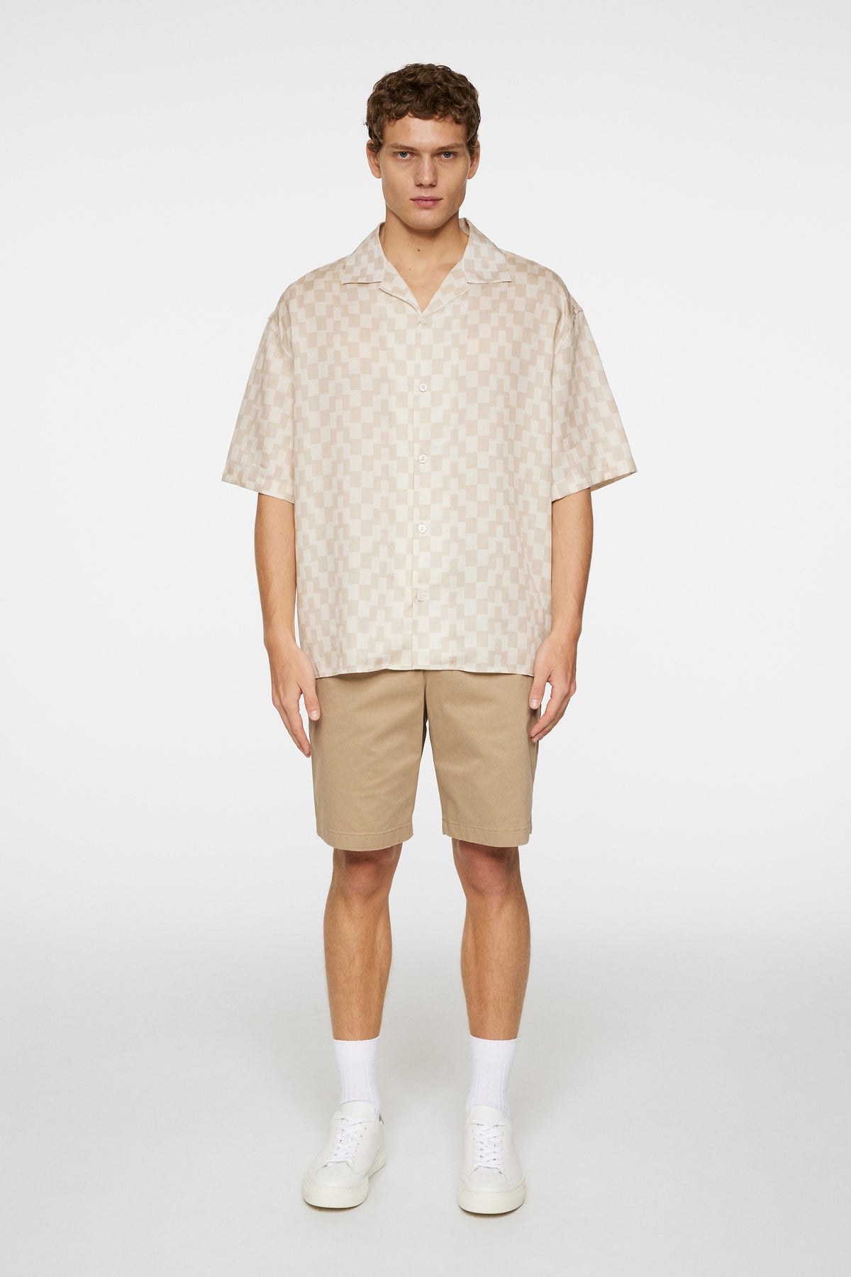 Ellis Stack Bridge Print Shirt in Moonbeam by J.Lindeberg