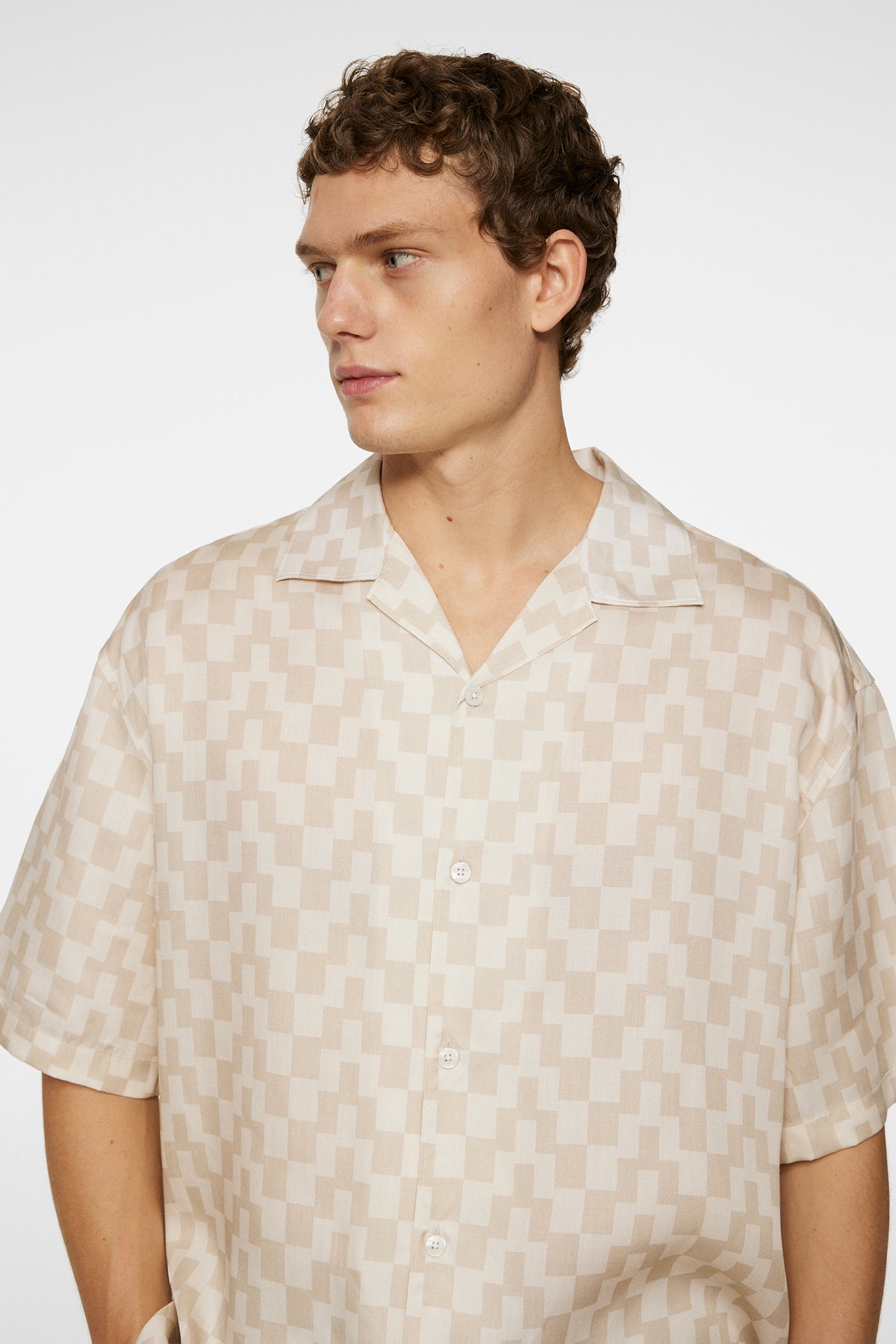 Ellis Stack Bridge Print Shirt in Moonbeam by J.Lindeberg