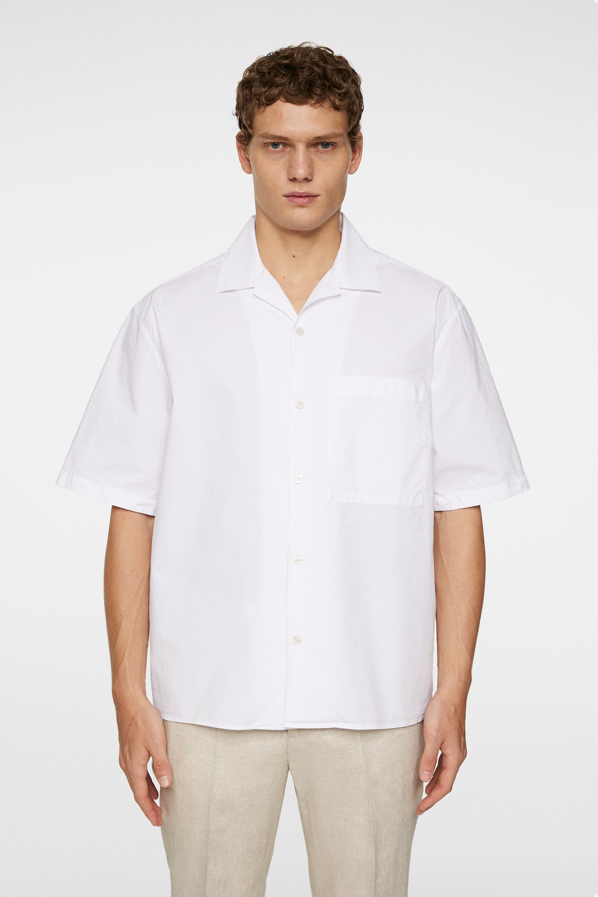 Ellis White Cotton Shirt in White by J.Lindeberg