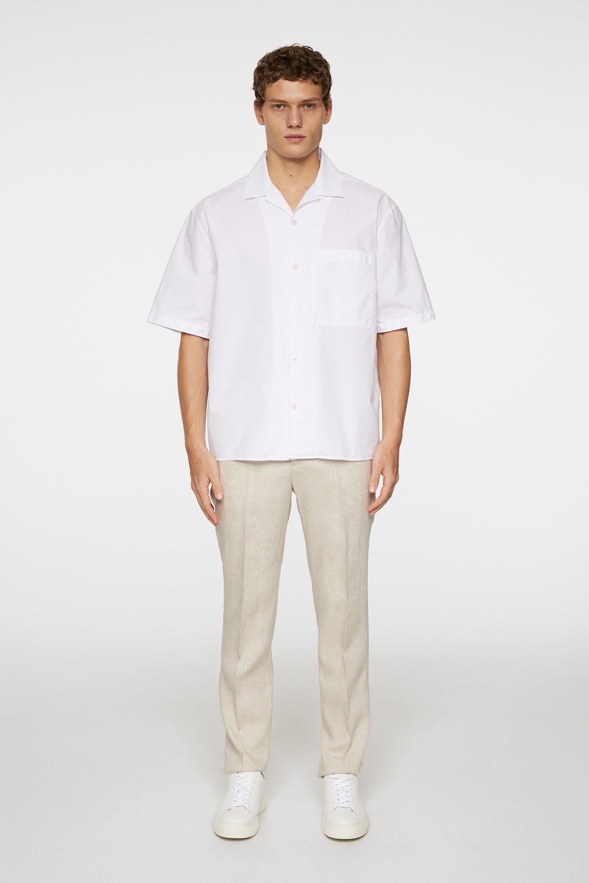 Ellis White Cotton Shirt in White by J.Lindeberg
