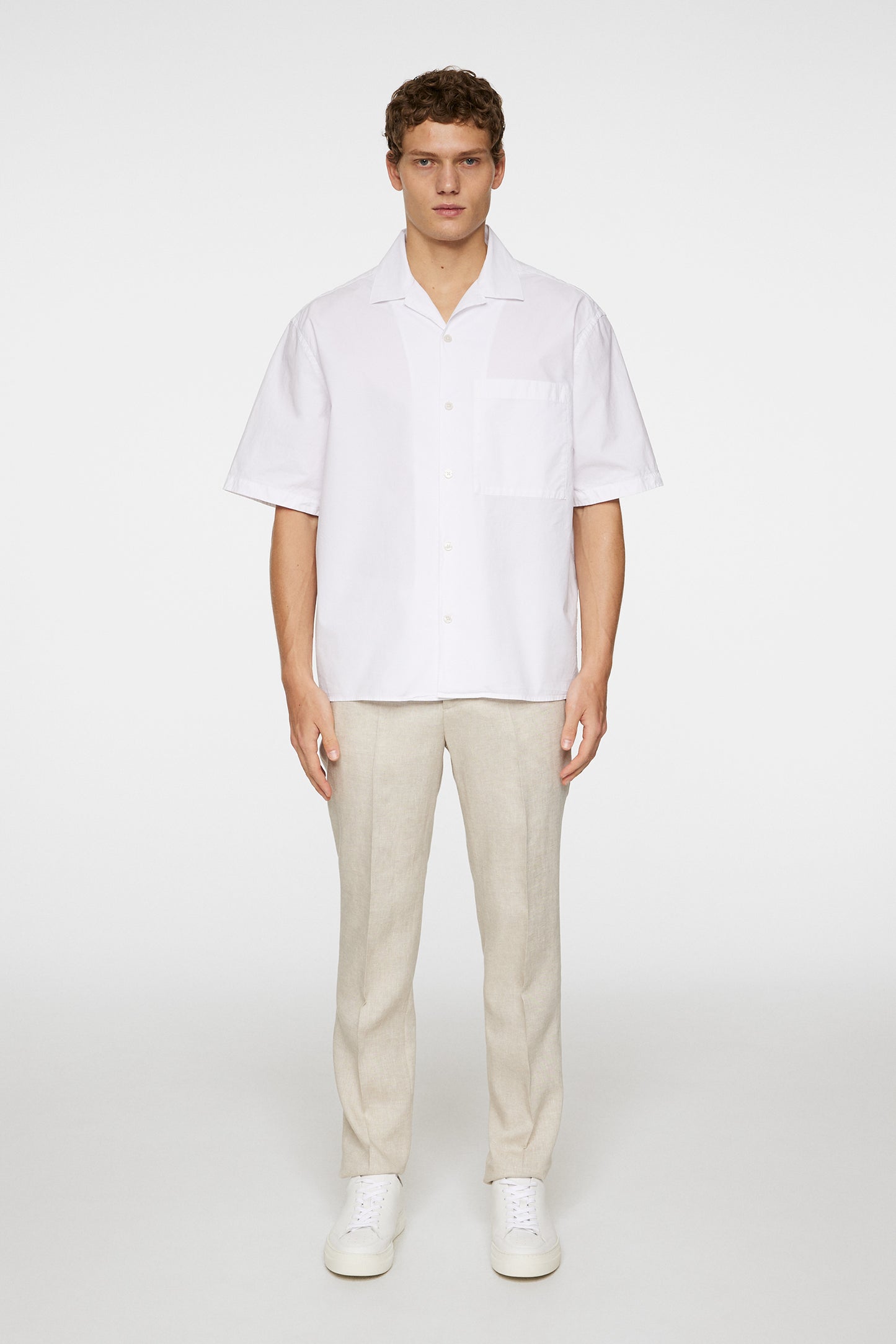 Ellis White Cotton Shirt in White by J.Lindeberg