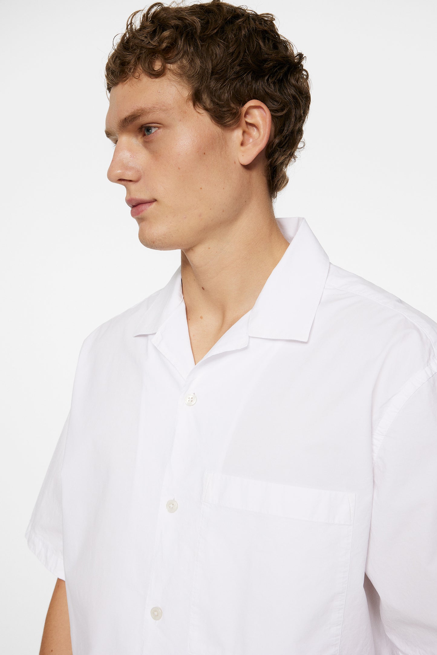 Ellis White Cotton Shirt in White by J.Lindeberg