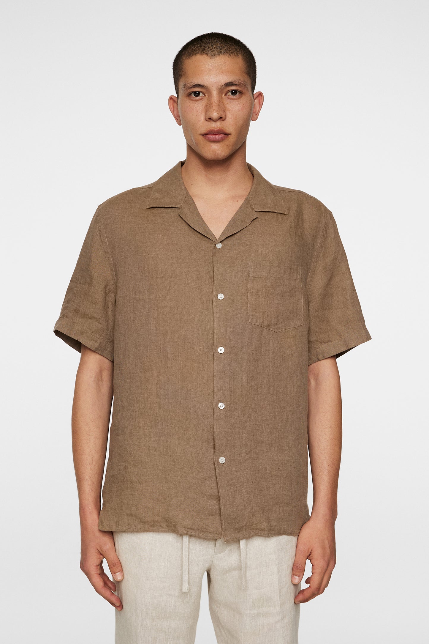 Elio Linen Melange Shirt in Sepia Tint by J.Lindeberg