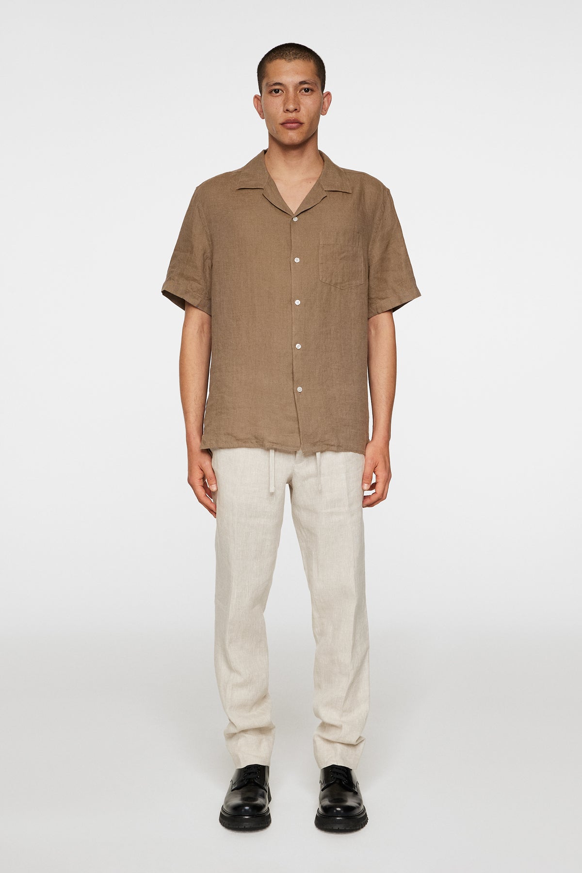 Elio Linen Melange Shirt in Sepia Tint by J.Lindeberg