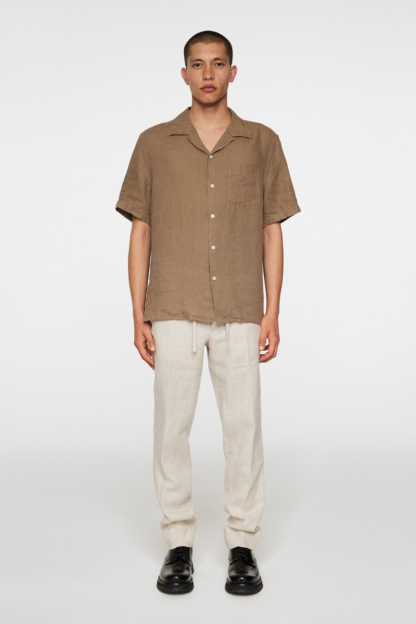 Elio Linen Melange Shirt in Sepia Tint by J.Lindeberg