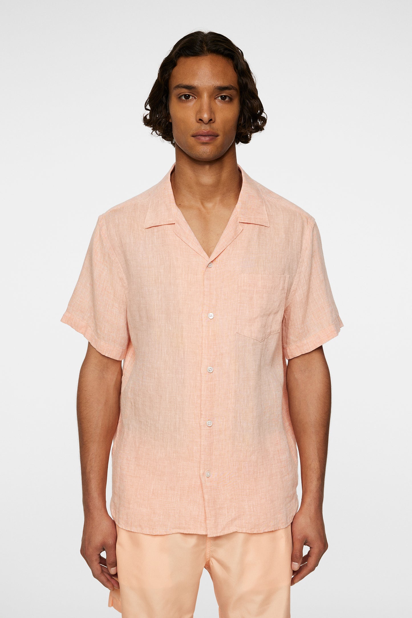 Elio Linen Melange Shirt in Mock Orange by J.Lindeberg