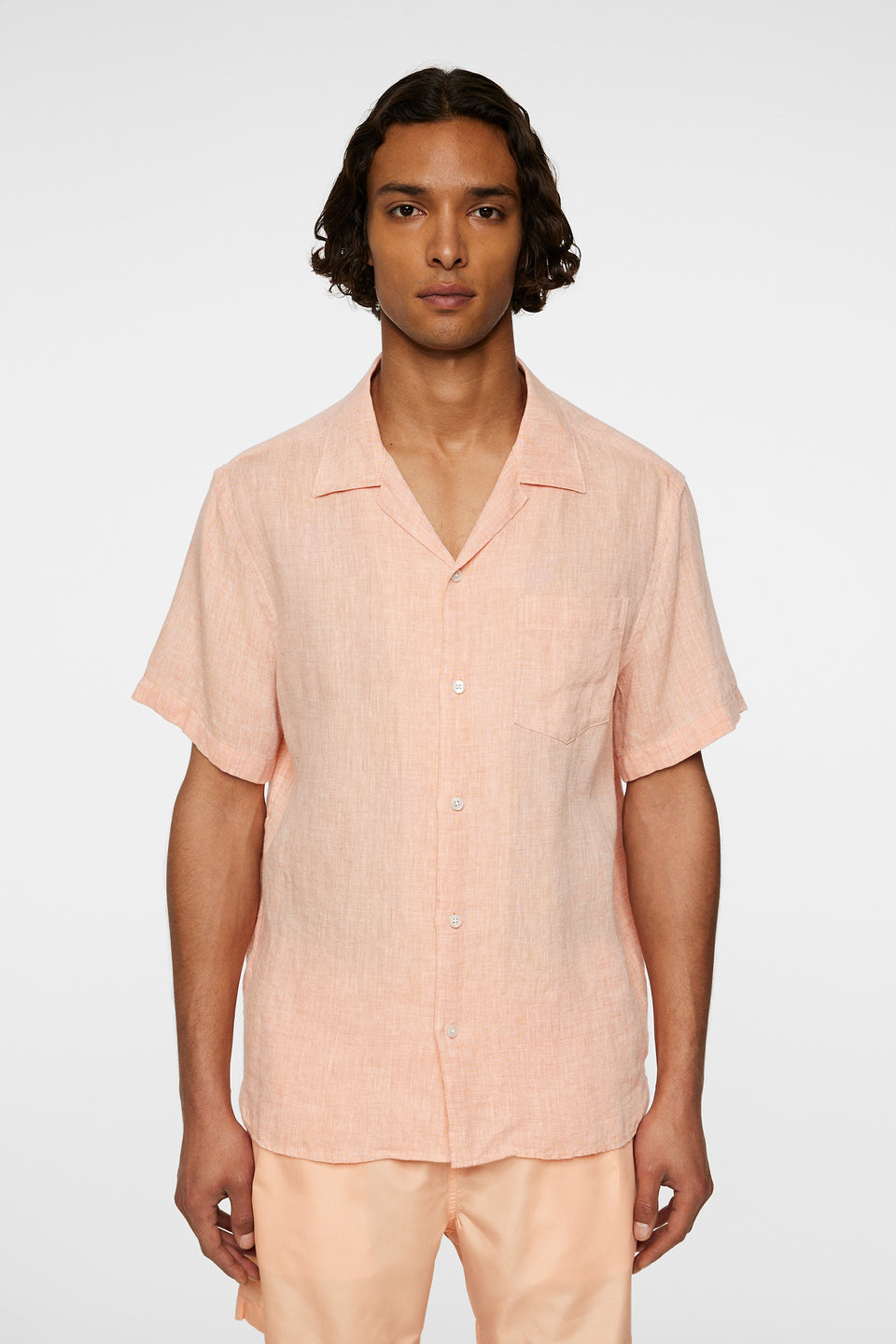 Elio Linen Melange Shirt / Mock Orange