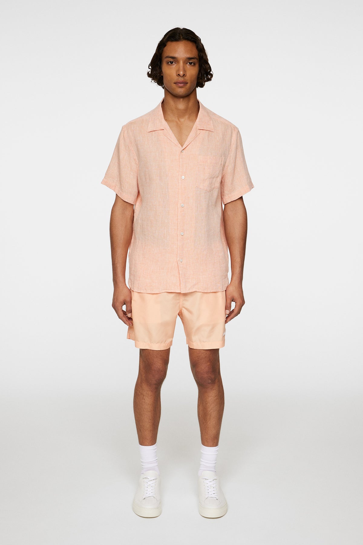 Elio Linen Melange Shirt in Mock Orange by J.Lindeberg