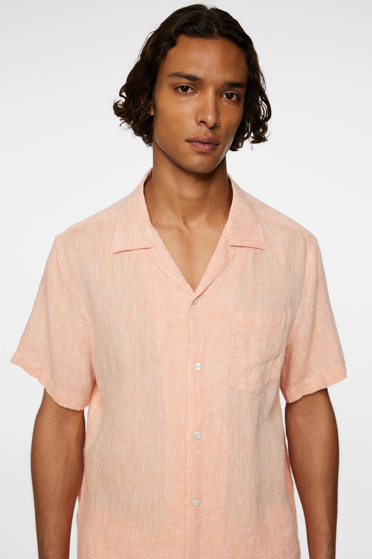 Elio Linen Melange Shirt in Mock Orange by J.Lindeberg