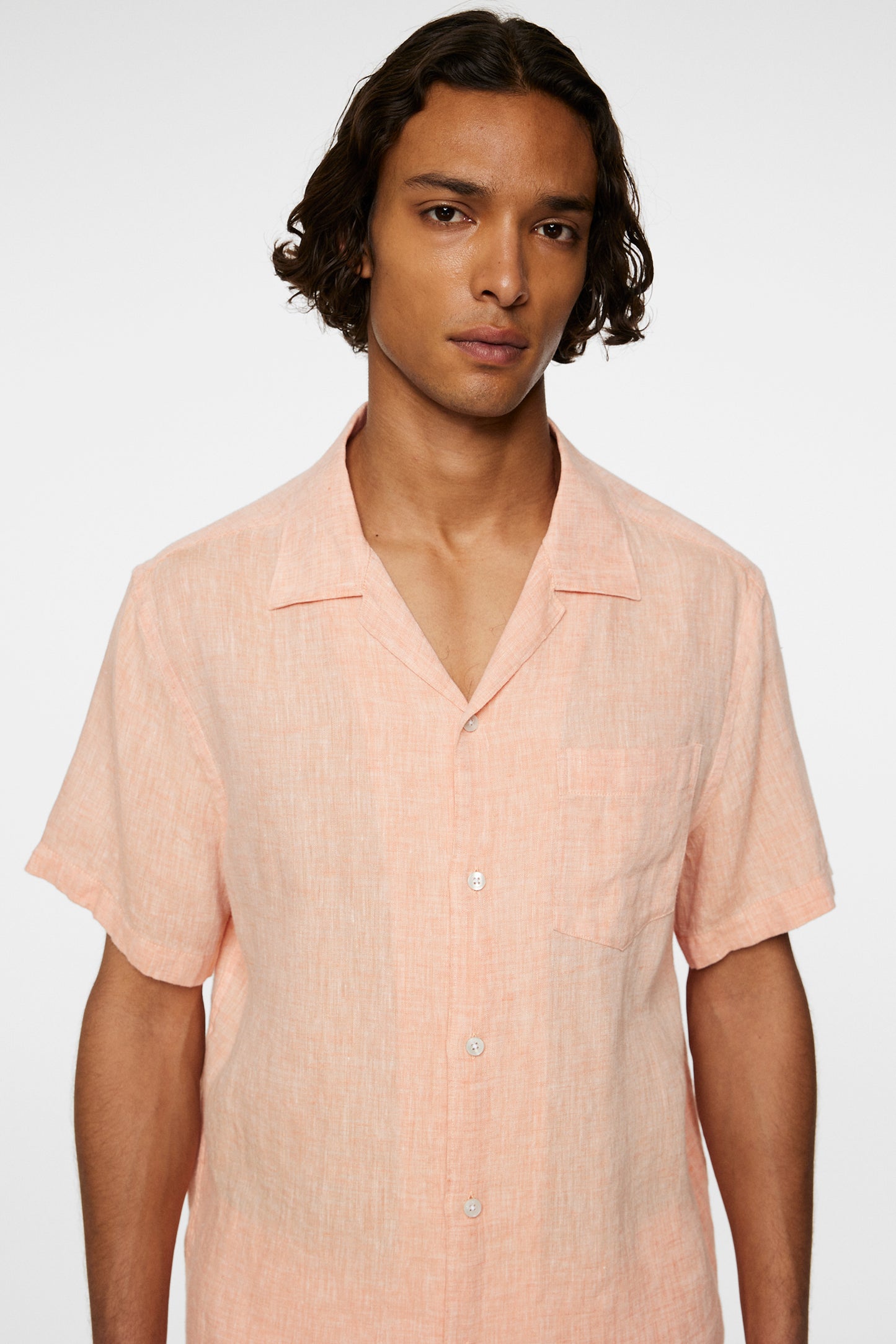 Elio Linen Melange Shirt in Mock Orange by J.Lindeberg