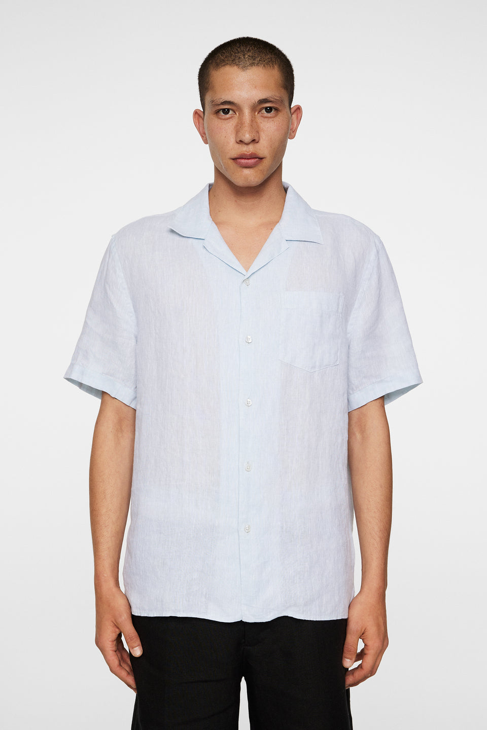 Elio Linen Melange Shirt / Winter Sky