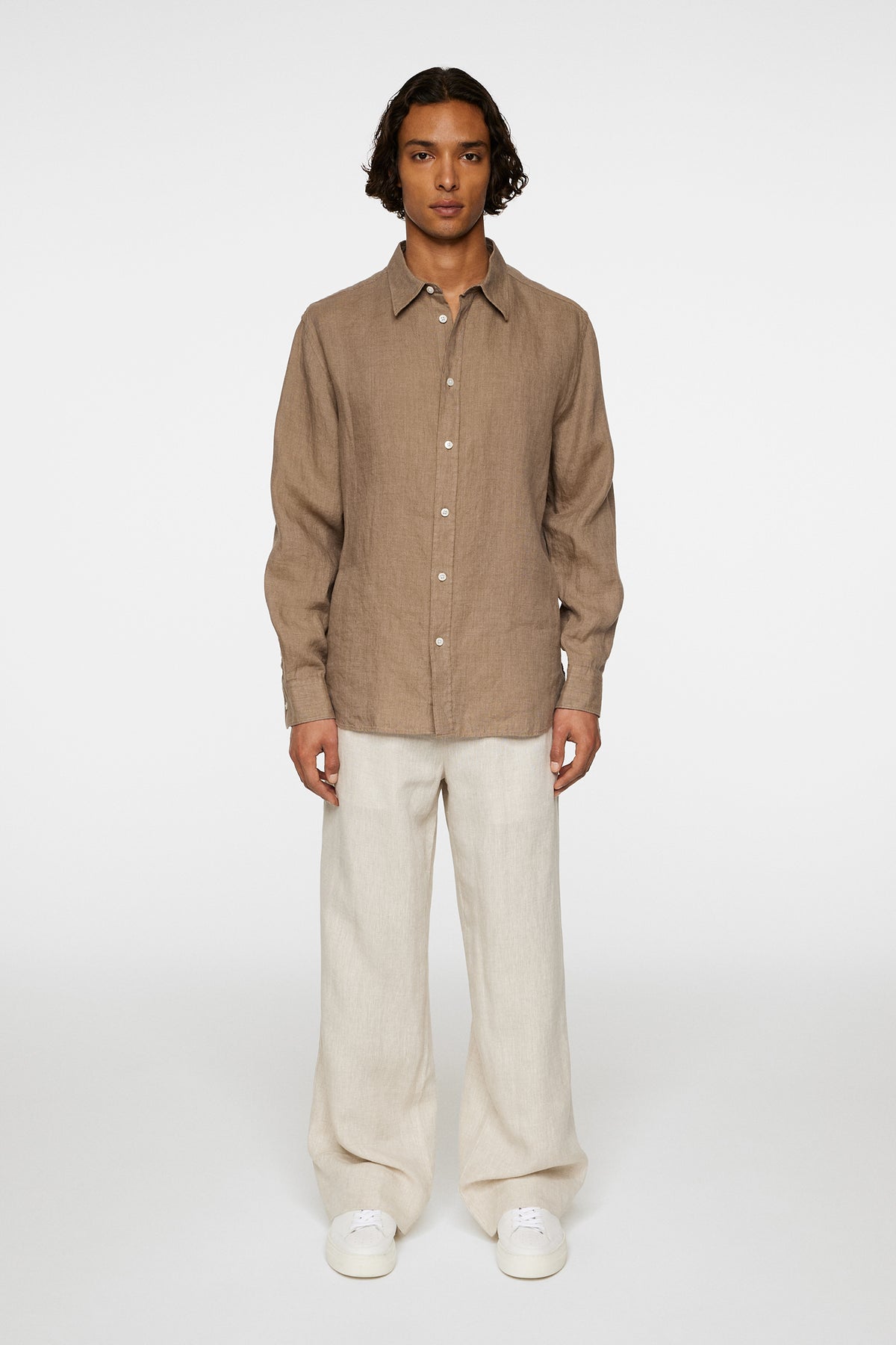Reg LS Linen Melange Shirt in Sepia Tint by J.Lindeberg