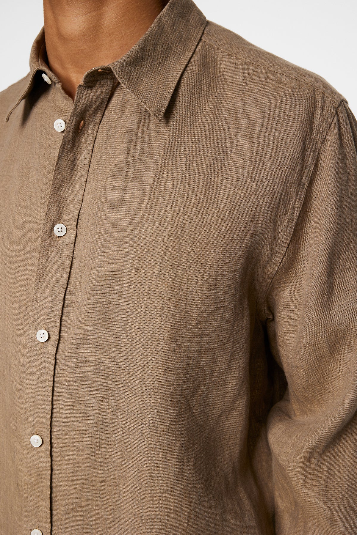 Reg LS Linen Melange Shirt in Sepia Tint by J.Lindeberg