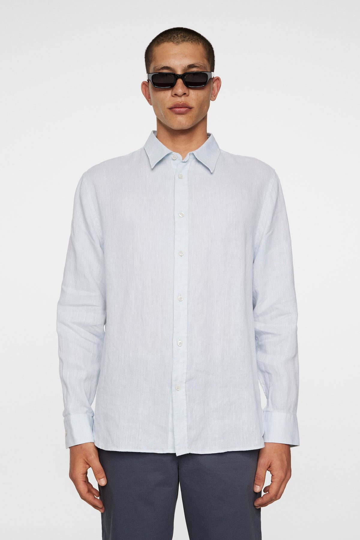 Reg LS Linen Melange Shirt in Winter Sky by J.Lindeberg