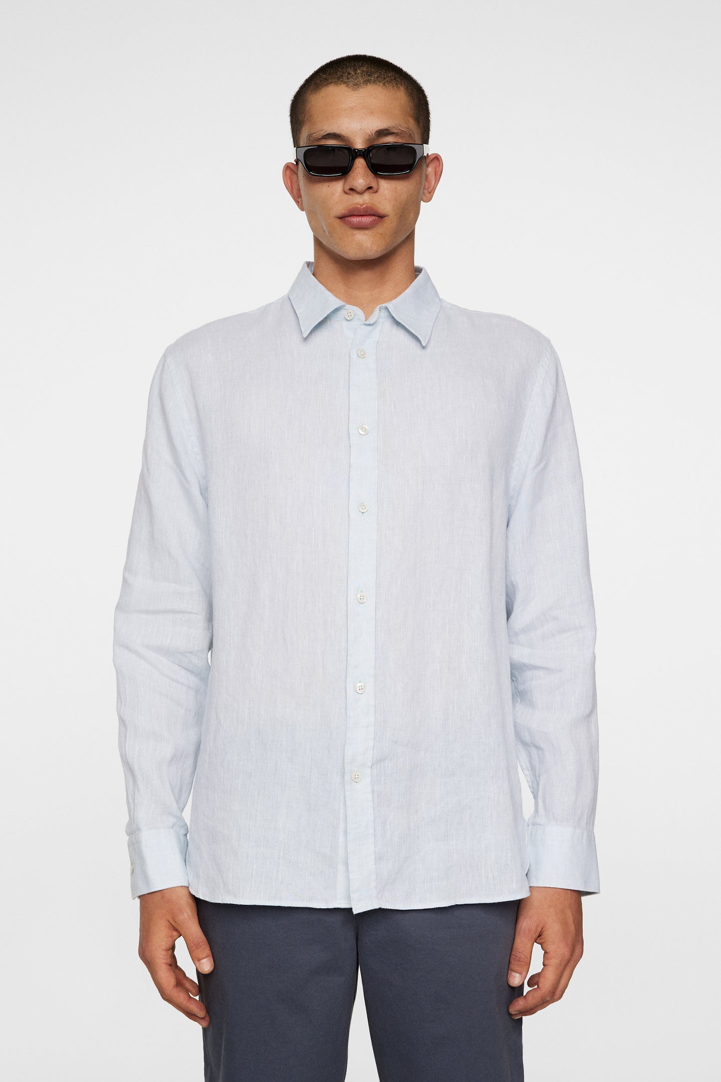 Reg LS Linen Melange Shirt in Winter Sky by J.Lindeberg