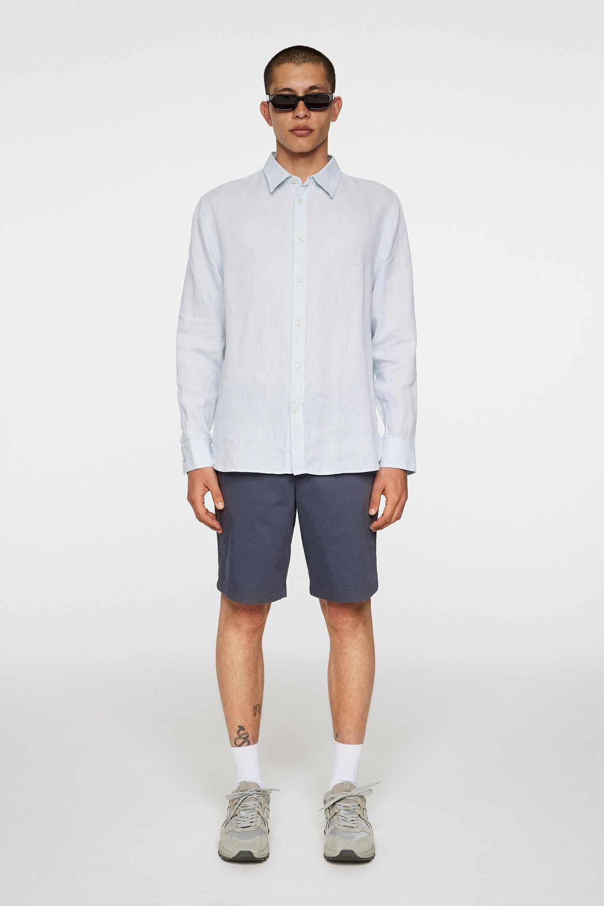 Reg LS Linen Melange Shirt in Winter Sky by J.Lindeberg