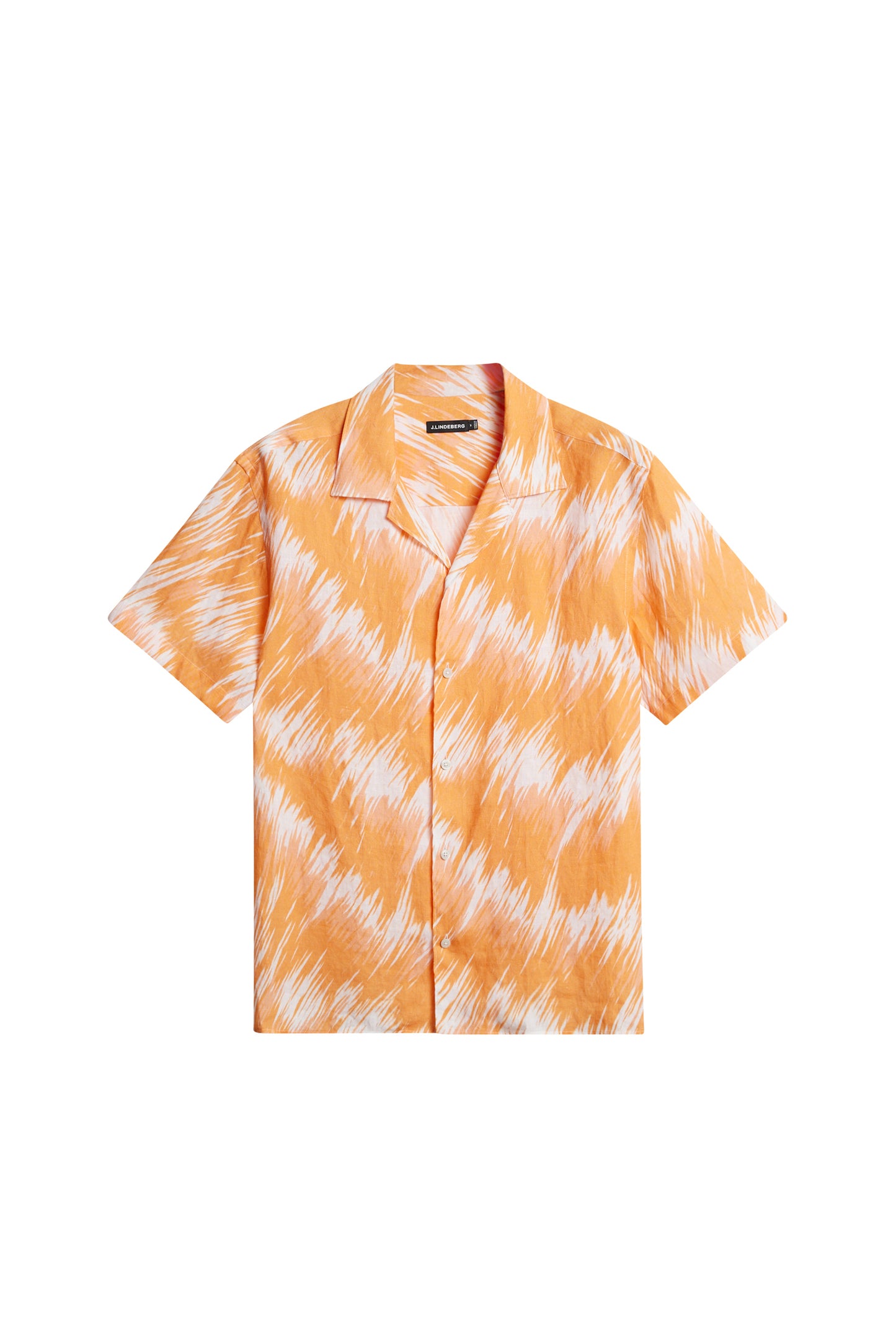 Elio Linen Printed Shirt in Thunderstorm Orange M by J.Lindeberg