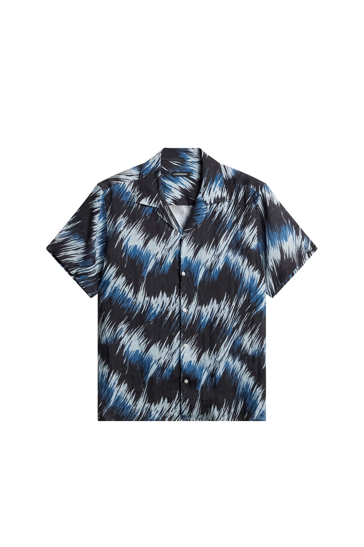 Elio Linen Printed Shirt in Thunderstorm Navy M by J.Lindeberg