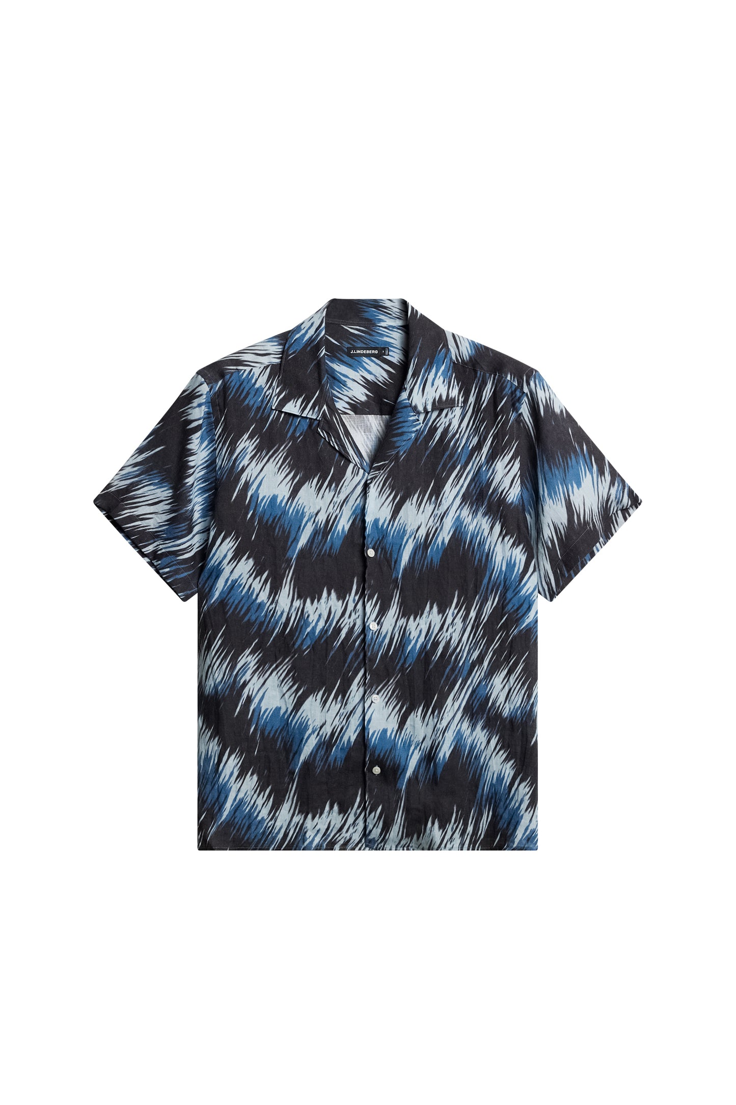 Elio Linen Printed Shirt in Thunderstorm Navy M by J.Lindeberg