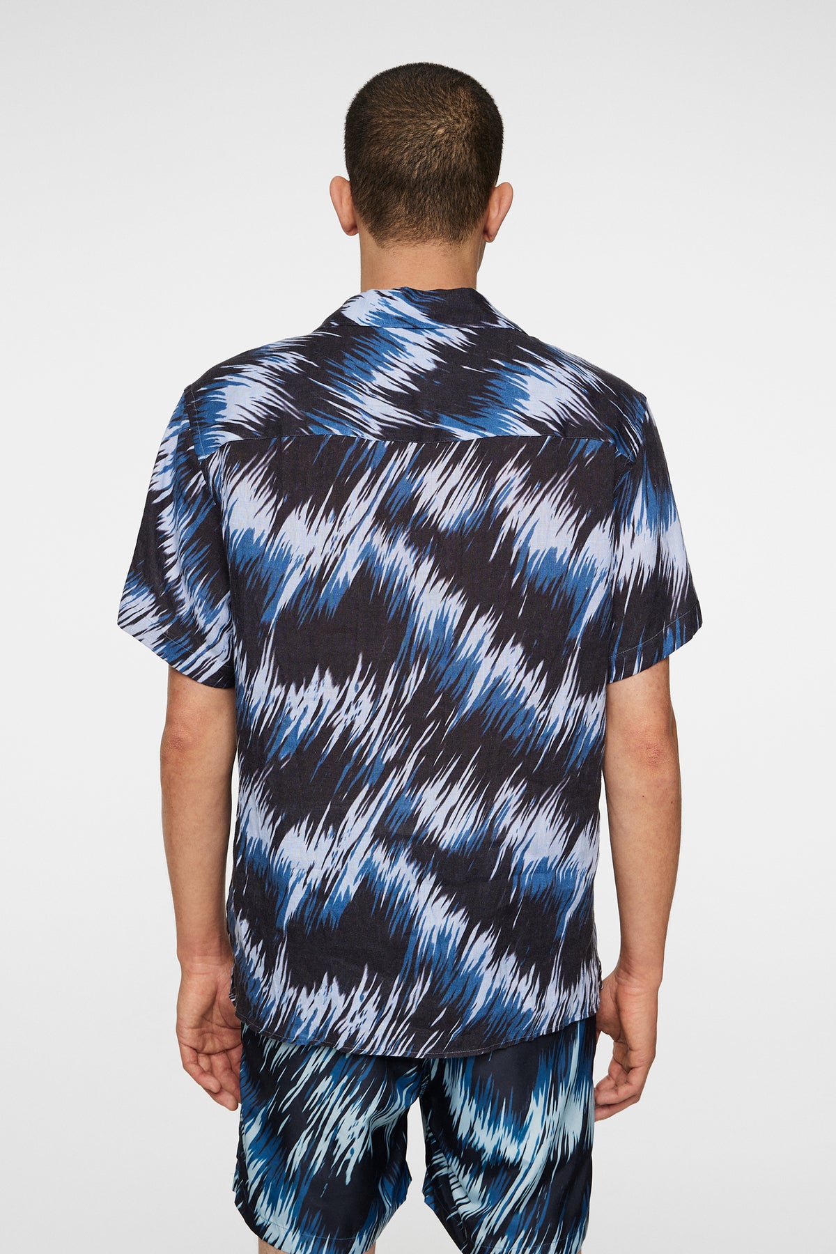 Elio Linen Printed Shirt in Thunderstorm Navy M by J.Lindeberg