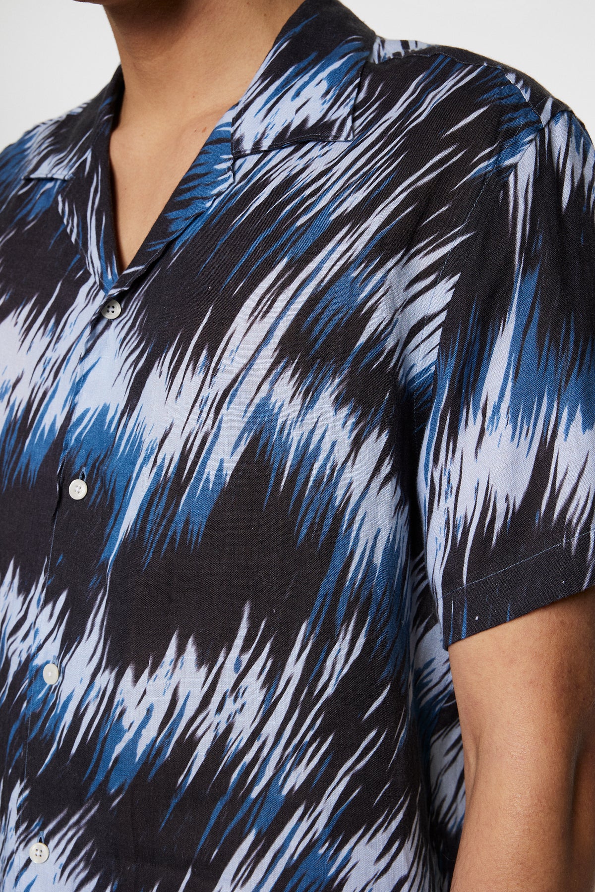 Elio Linen Printed Shirt in Thunderstorm Navy M by J.Lindeberg